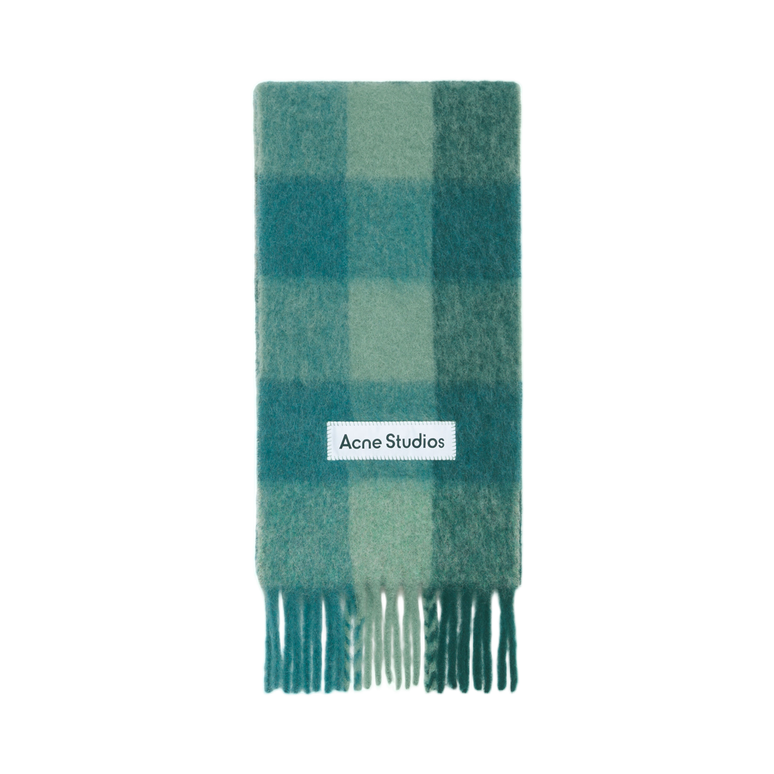 아크네 스튜디오 모헤어 체크 머플러 틸 그레이 그린(Acne Studios Mohair Checked Muffler Teal Grey Green) - 1