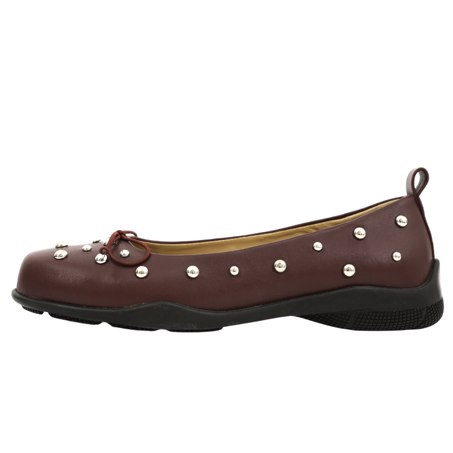A25FWS63BG230 Asura Stud Bow Flat Shoes Burgundy