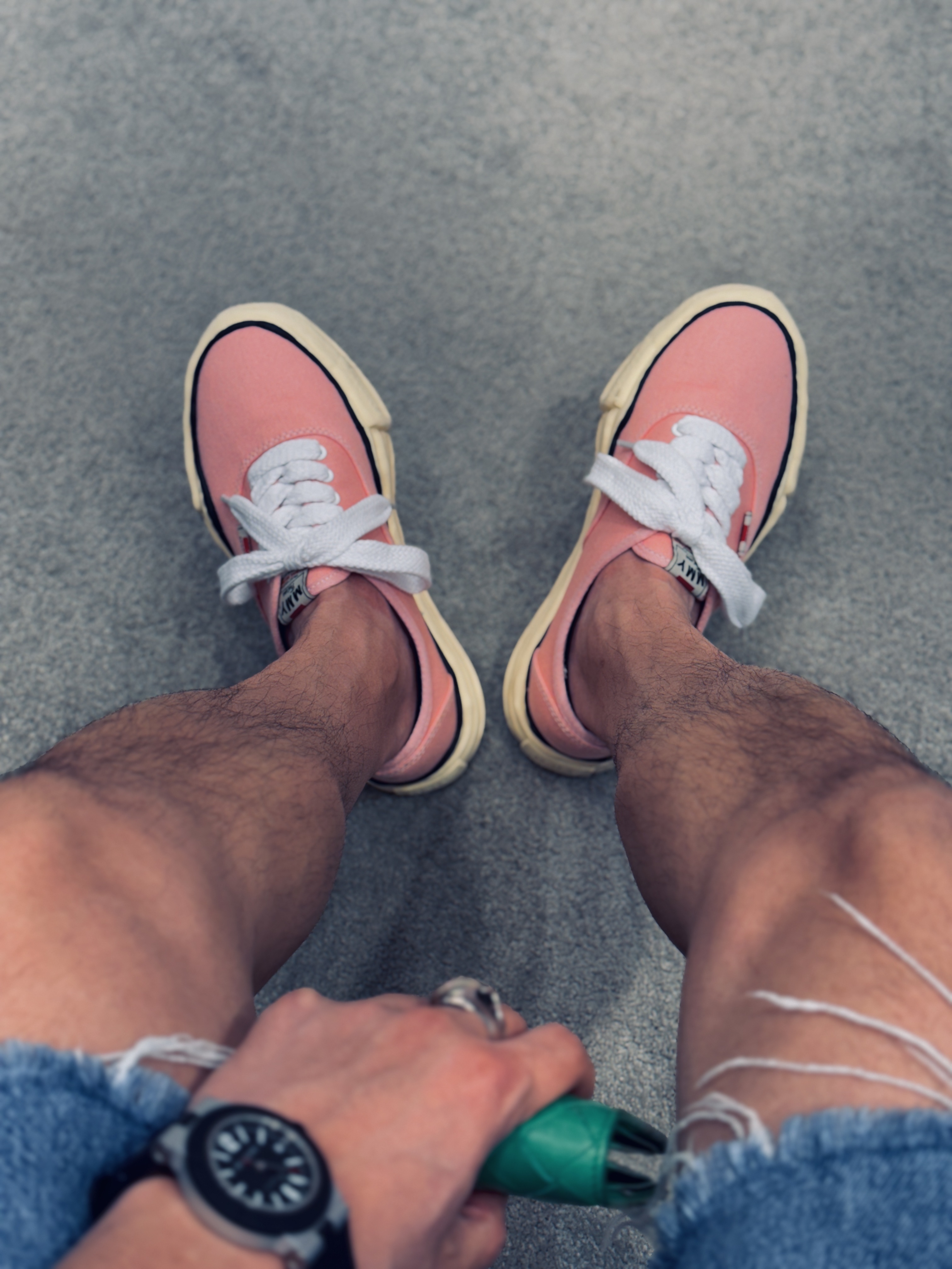Maison Mihara Yasuhiro Baker OG Sole OD Canvas Low-top Sneakers Pink 착용 스타일