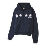 AMOU Square Star Hoodie Zip Up Navy