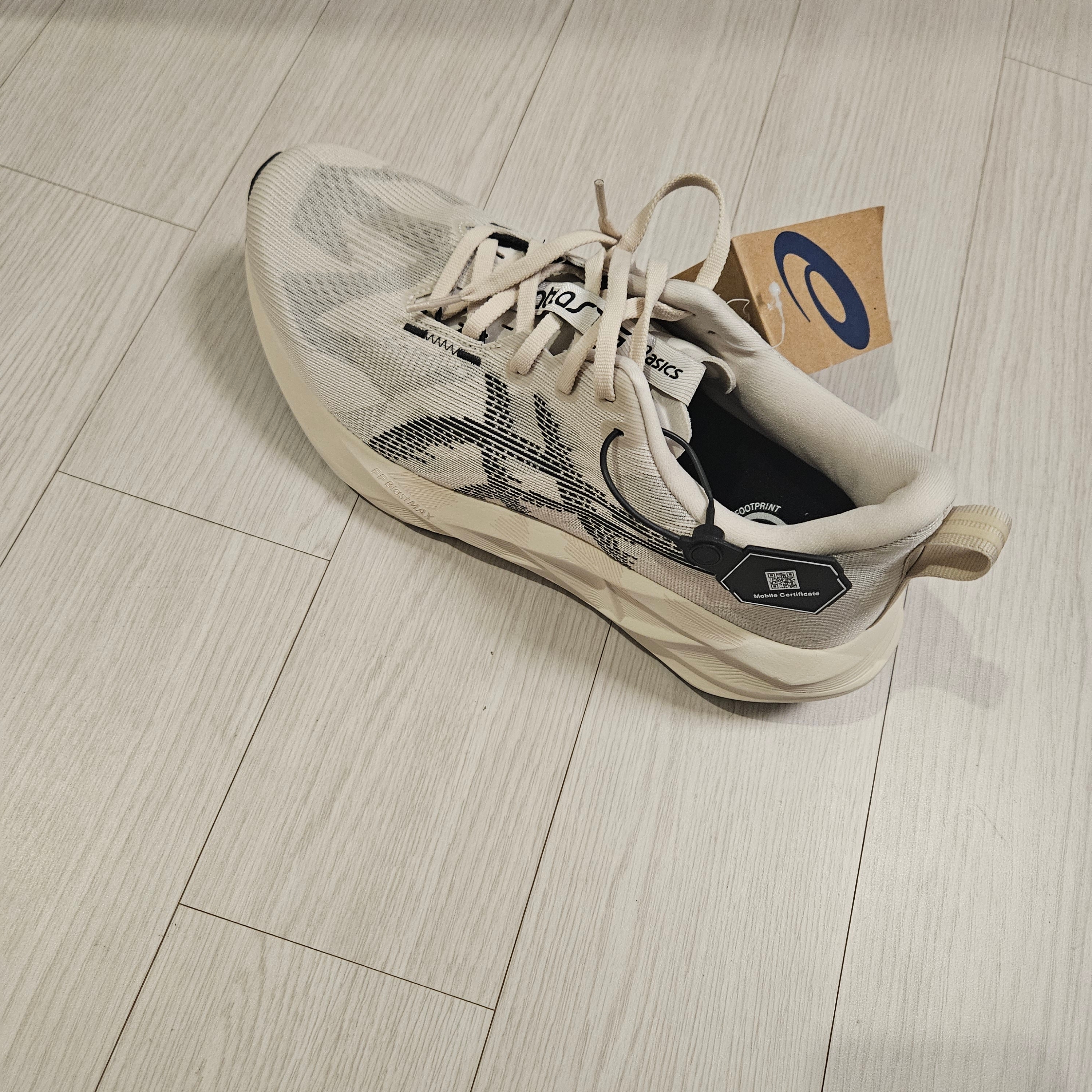 Asics Novablast 5 Oatmeal Black - D Standard 착용 스타일