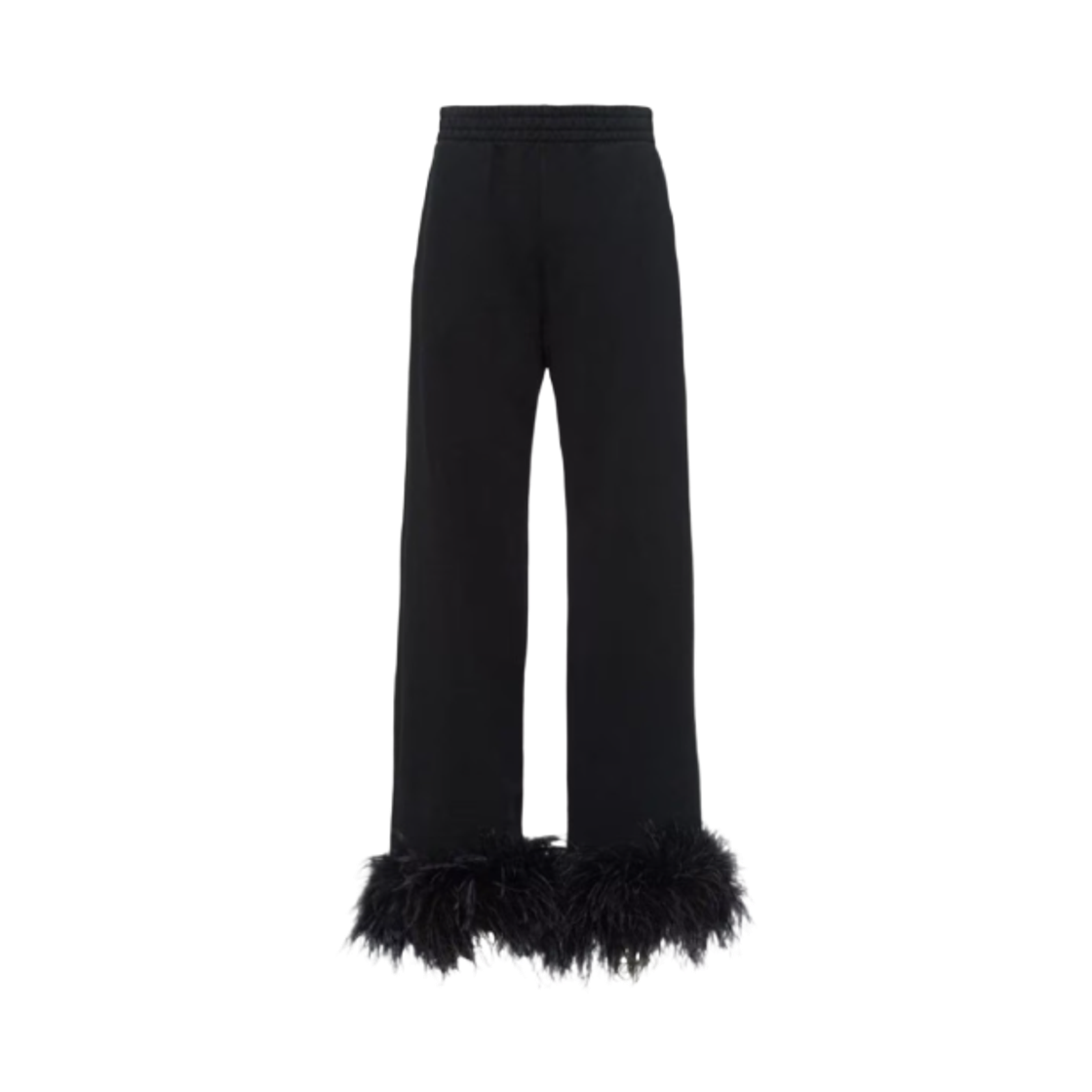 132395-13YG-F0002 (W) Prada Feather Cuffs Track Pants Black