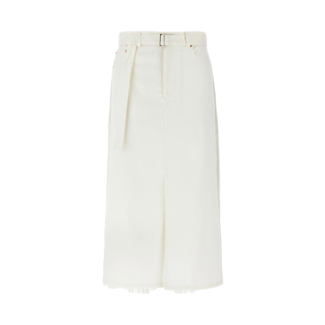 25-07829-151 (W) Sacai Pleated Denim Skirt White