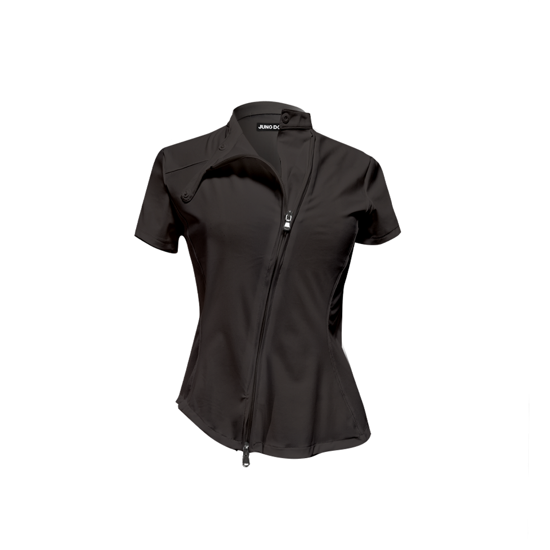 정도 커브드 집업 셔츠 - 다크 브라운(JUNGDO Curved Zip-Up Shirt - Dark Brown)