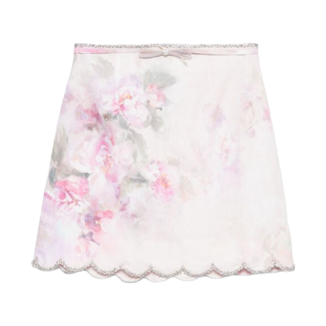 2164SR251 (W) Zimmermann Linen Crush Mini Skirt Pink