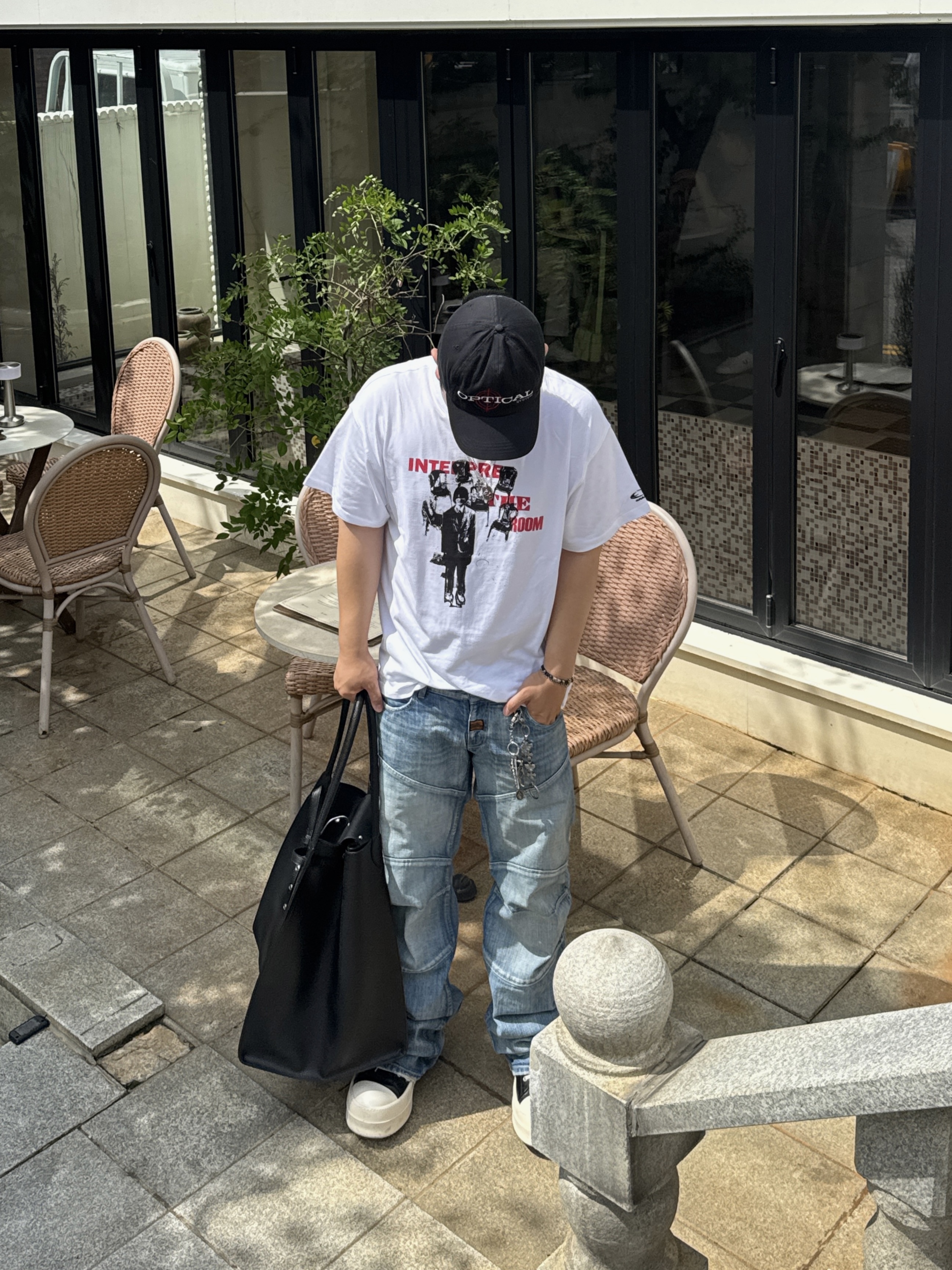 ETCE Optical 5 Panel Cap Black 착용 스타일