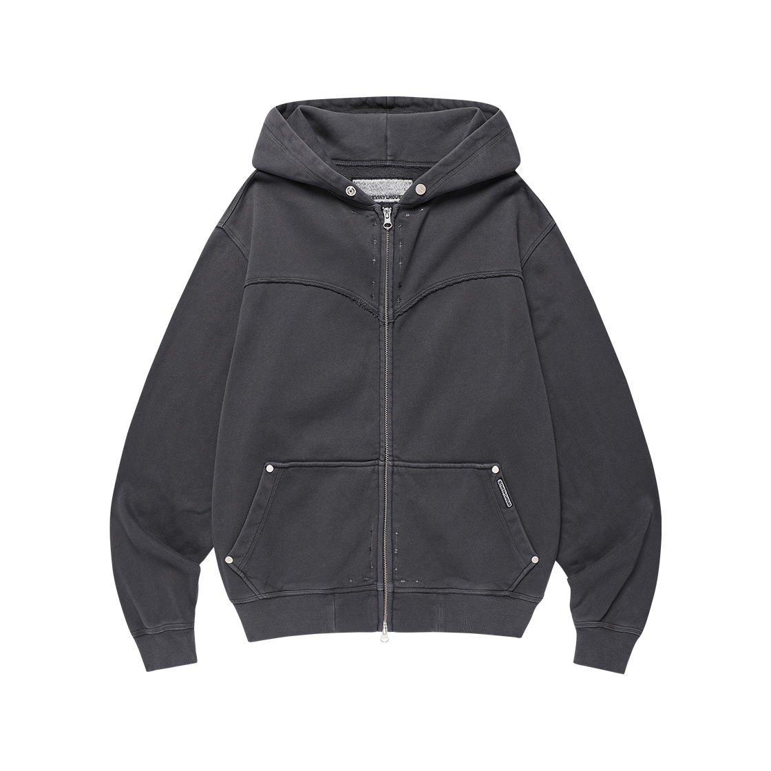 VH2FFUM481ACH Thevinylhouse Dyed Hoodie Zip Up Charcoal