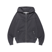 Thevinylhouse Dyed Hoodie Zip Up Charcoal