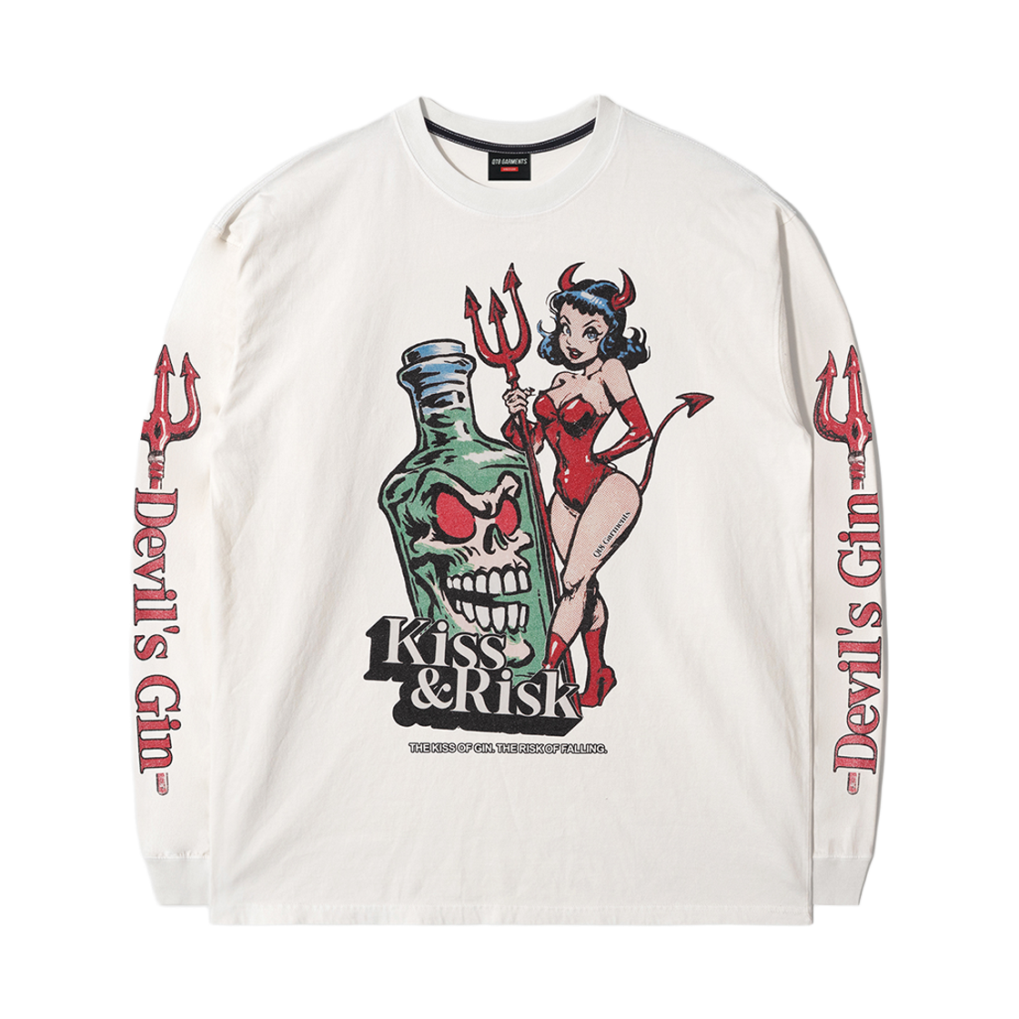 Q5AMTL003ECR QT8 GARMENTS Kiss & Risk Washed Long Sleeve Ecru