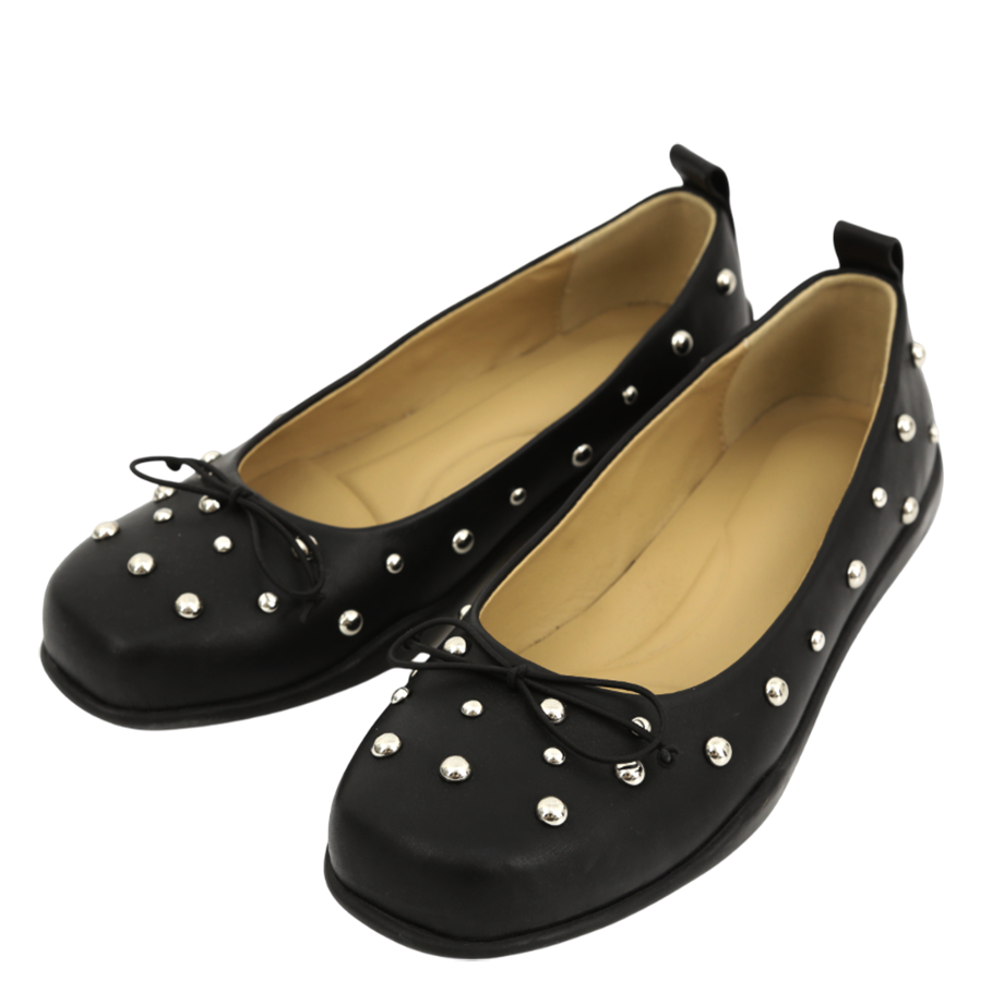 아수라 스터드 보우 플랫 슈즈 블랙(Asura Stud Bow Flat Shoes Black) - 2