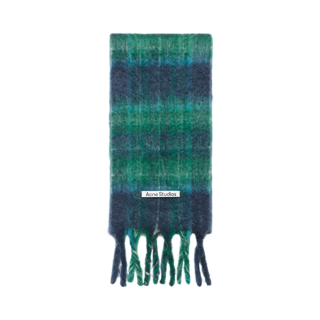 CA0394-AFY Acne Studios Mohair Check Muffler Blue Green