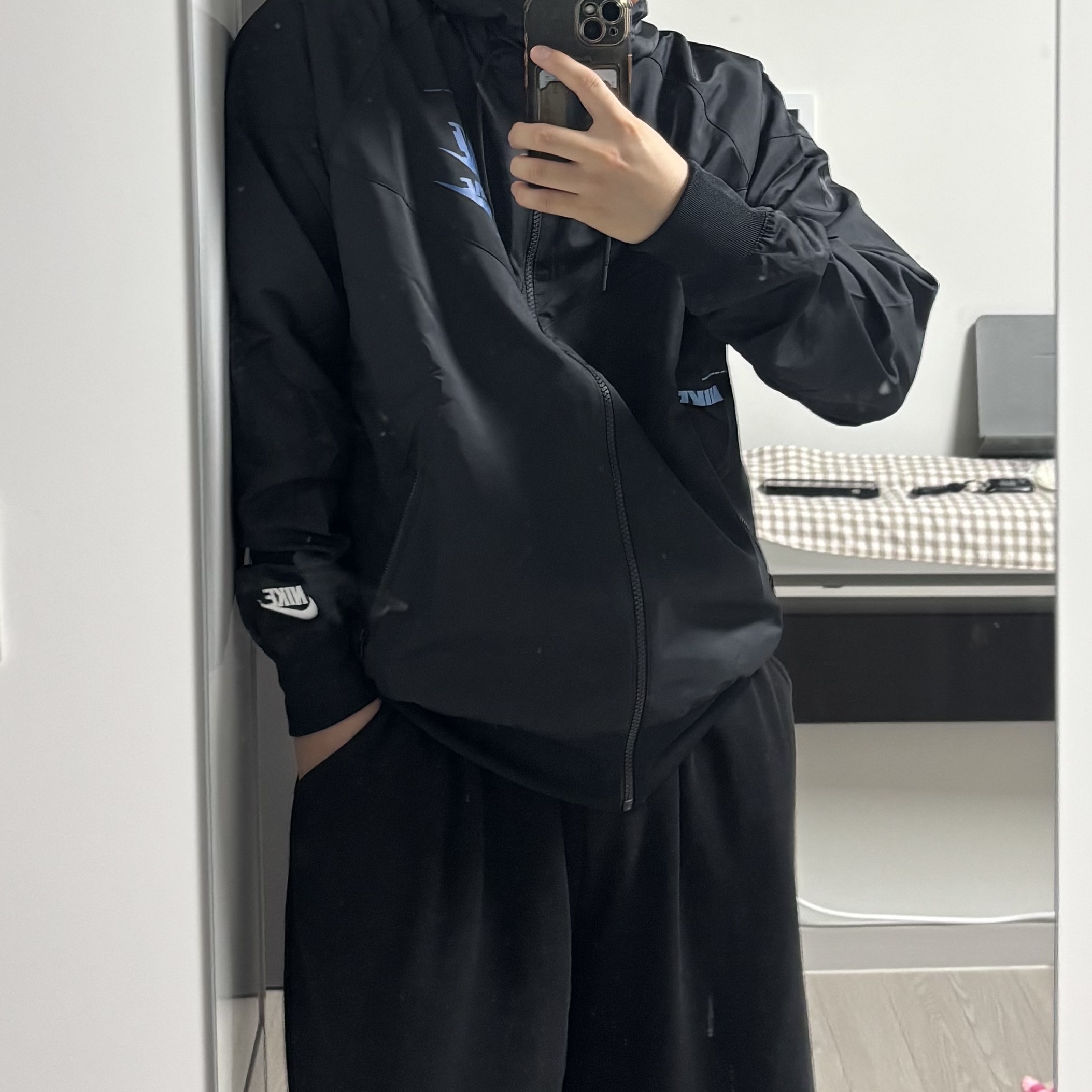 Nike NSW Sport Essentials+ Woven Windrunner Jacket Black - Asia 착용 스타일