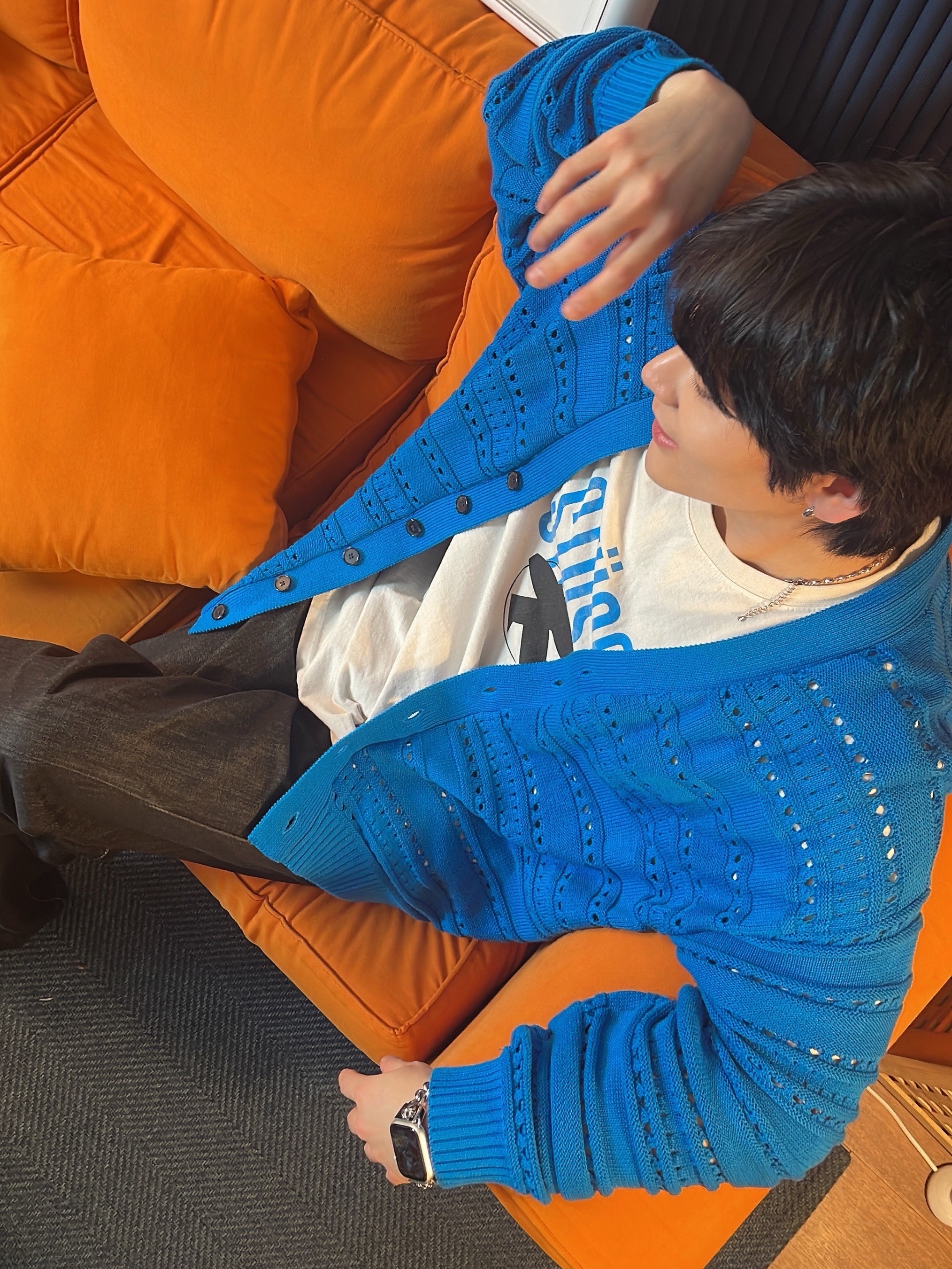 Stussy Surfman Pig. Dyed T-Shirt Natural 착용 스타일 - 3