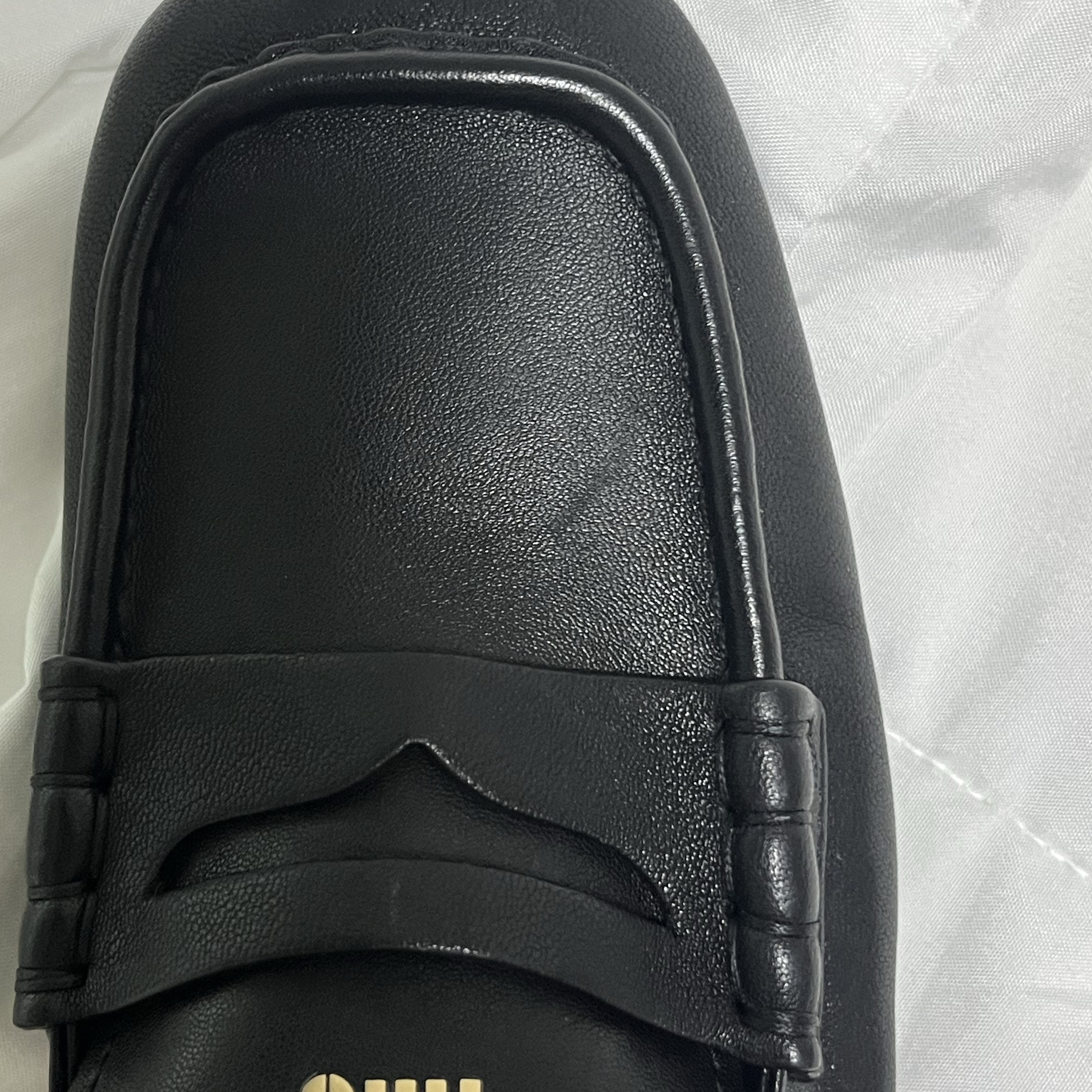 (W) Miu Miu Nappa Leather Loafers Black 착용 스타일