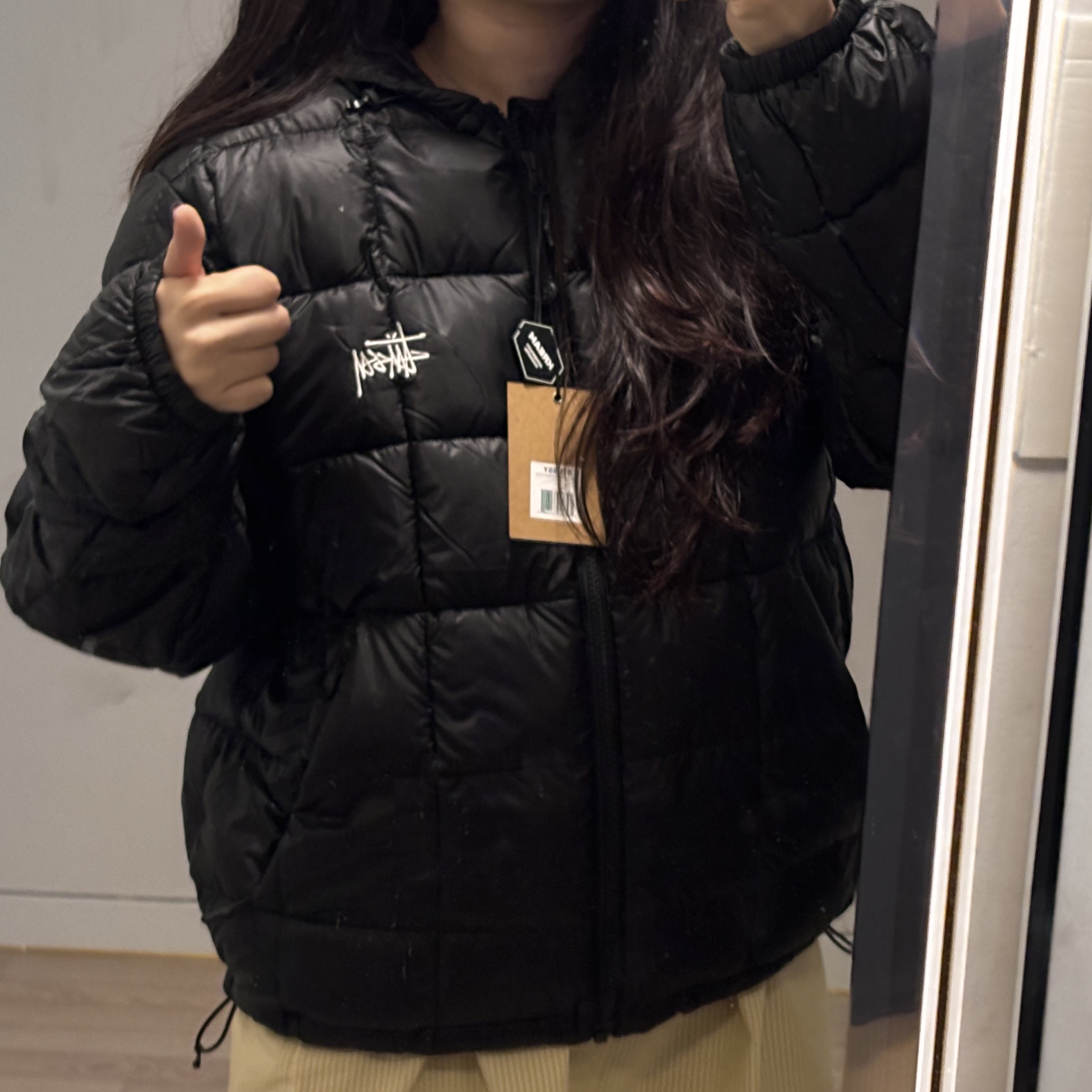 Stussy Midweight Hooded Puffer Black 착용 스타일