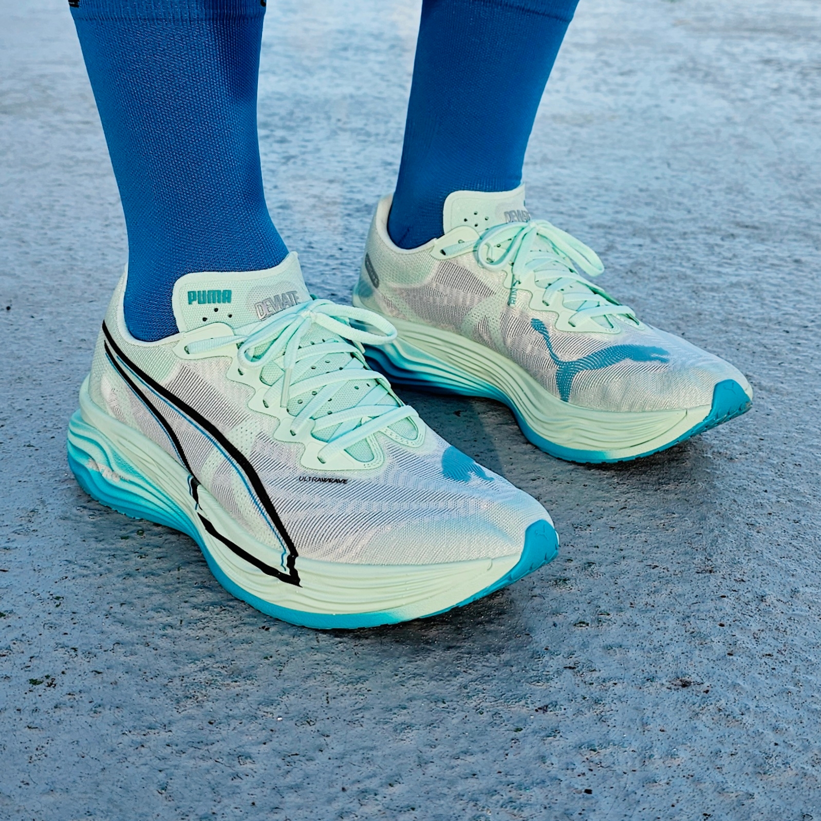Puma Deviate Nitro Elite 3 Mint Melt Speed Blue 착용 스타일