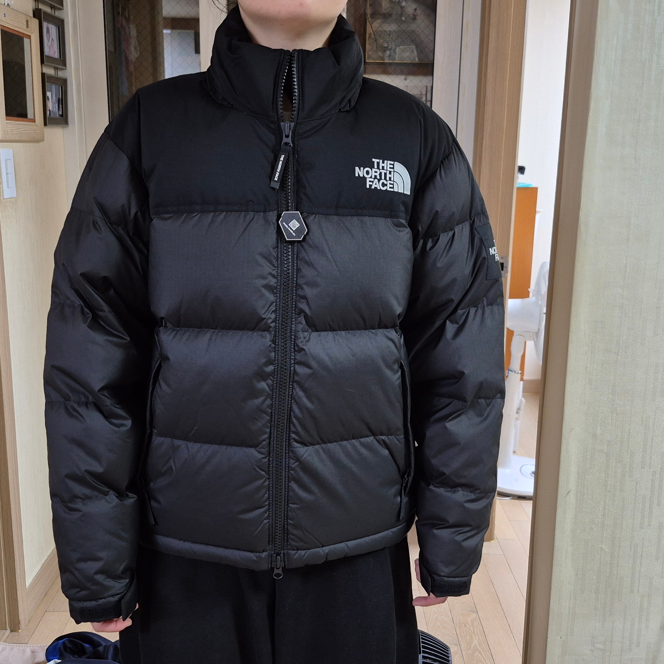 The North Face White Label Novelty Nuptse RDS Down Jacket Real Black 착용 스타일 - 2
