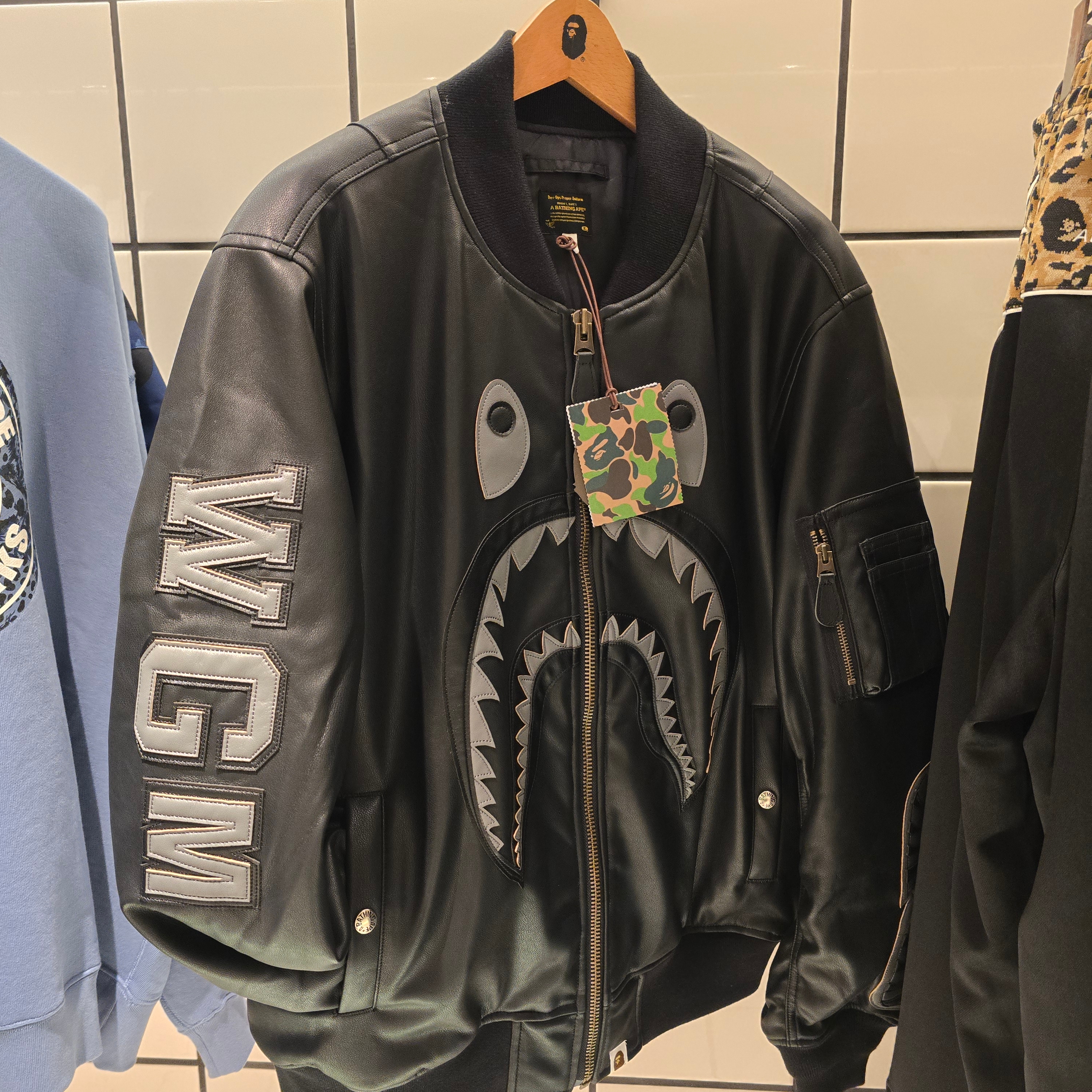 BAPE Shark Bomber Jacket Black 착용 스타일