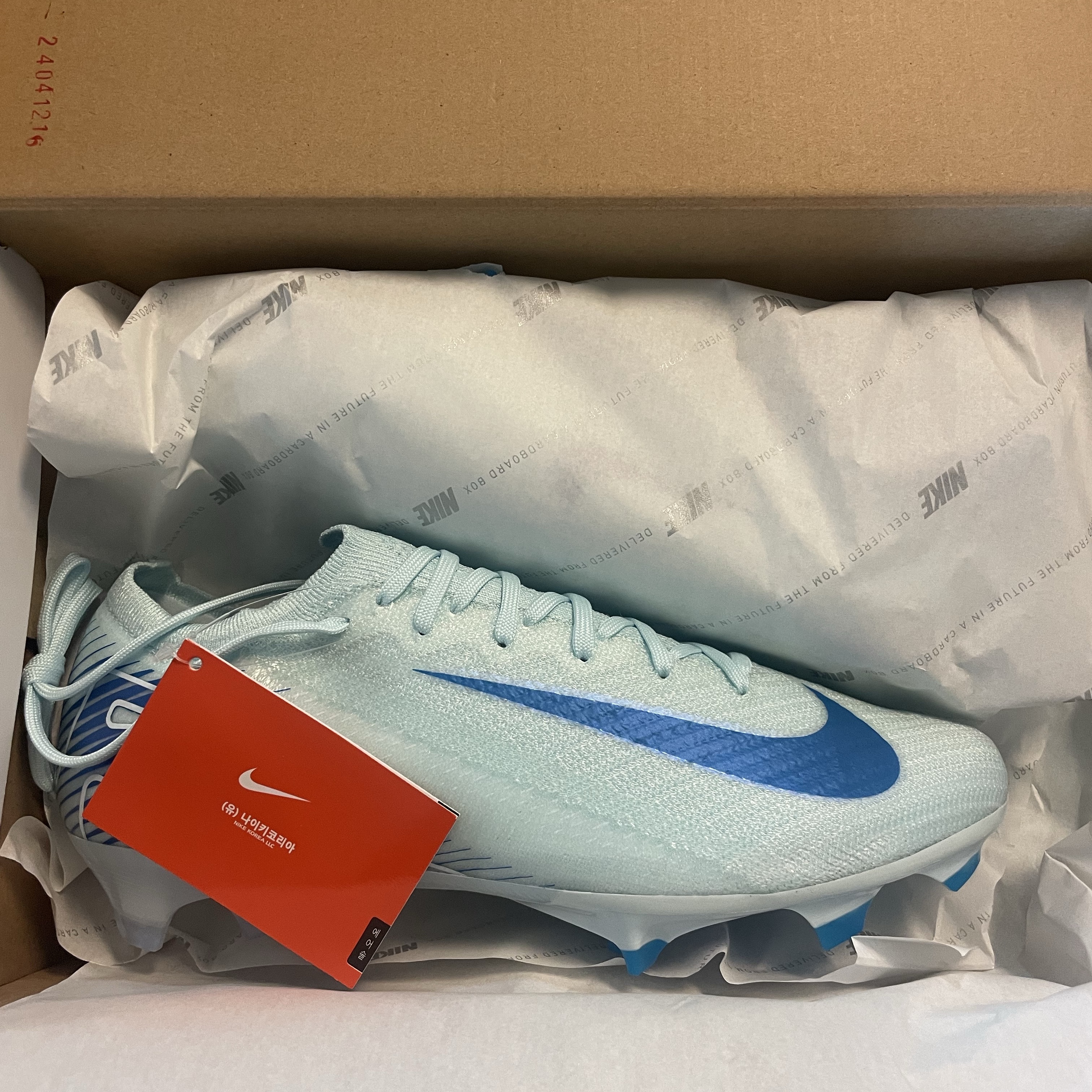 Nike Zoom Mercury Vapor 16 Elite FG Glacier Blue Blue Orbit 착용 스타일
