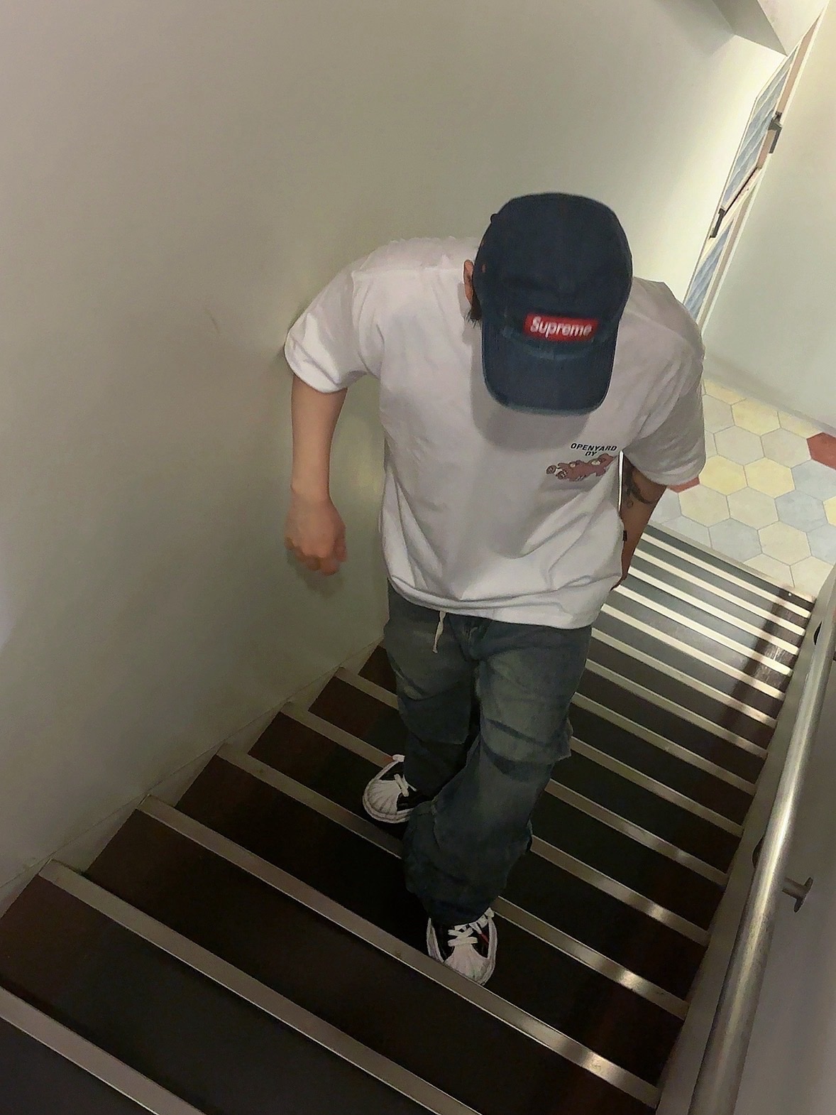 Supreme Washed Chino Twill Camp Cap Denim - 22FW, Maison Mihara Yasuhiro Blakey OG Sole Leather Low-top Sneakers Black 착용 스타일 - 2