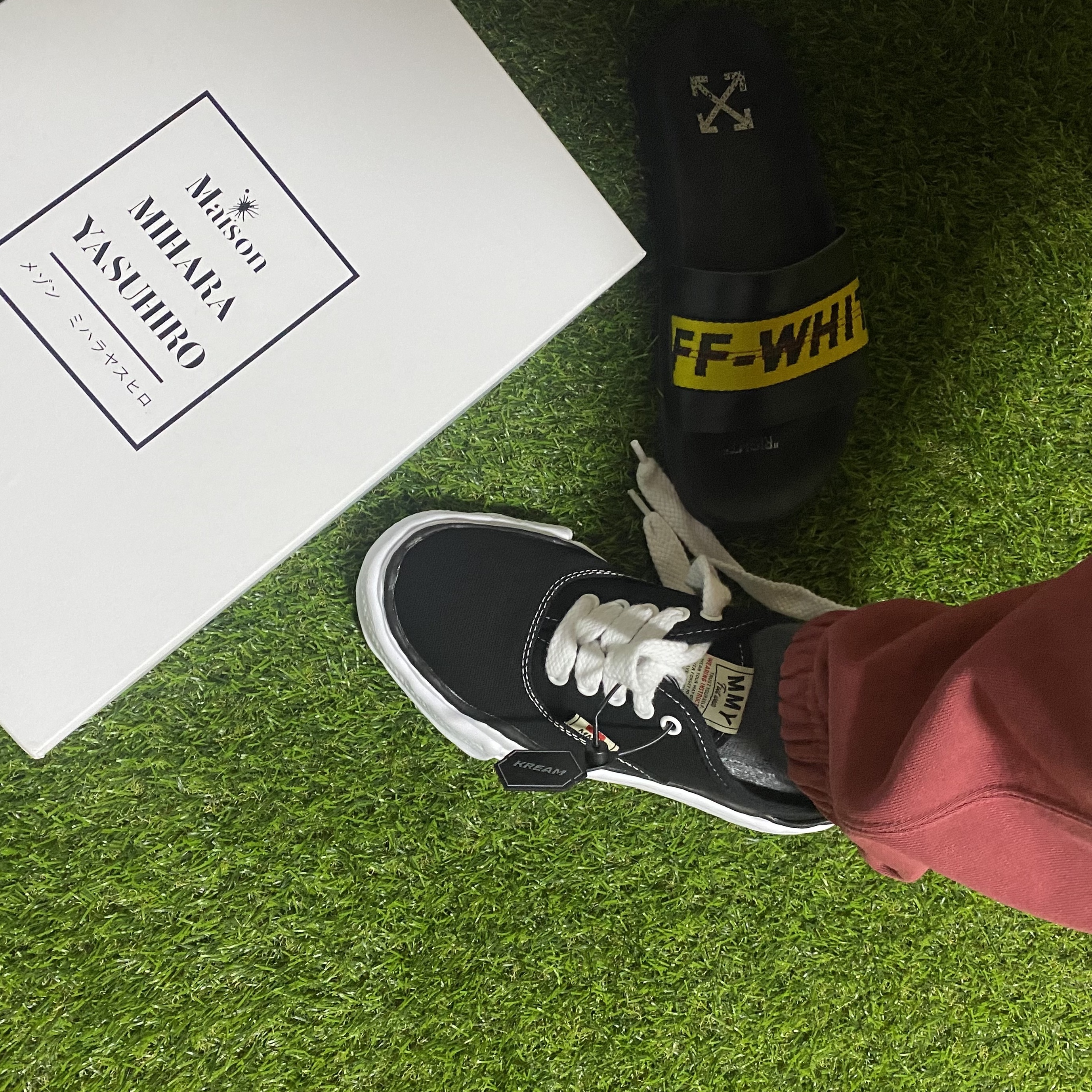 Maison Mihara Yasuhiro Peterson OG Sole Canvas Low Sneakers Black 착용 스타일