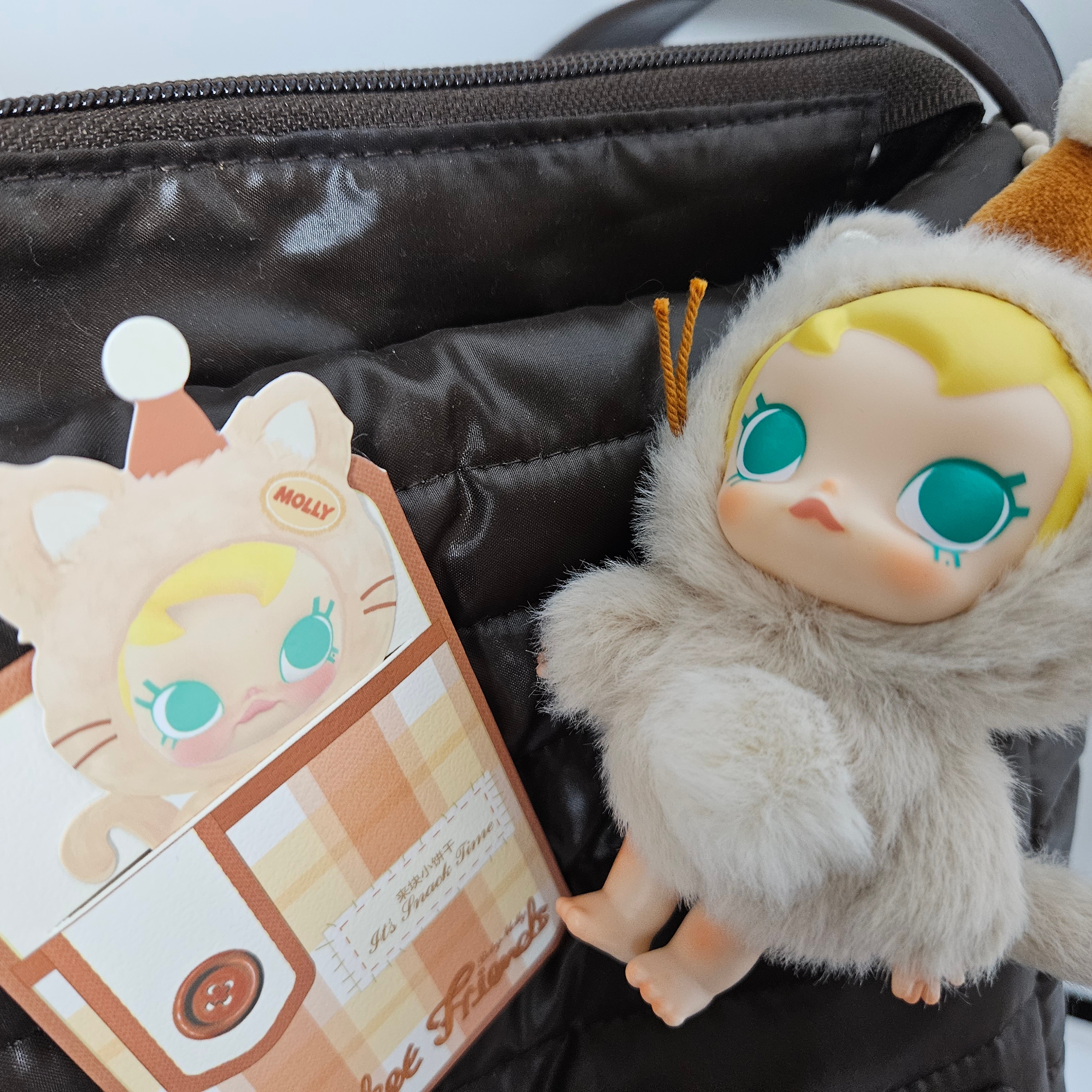 Pop Mart Baby Molly Pocket Friends Series Vinyl Plush Pendant It's Snack Time (Opened Case) 착용 스타일 - 4