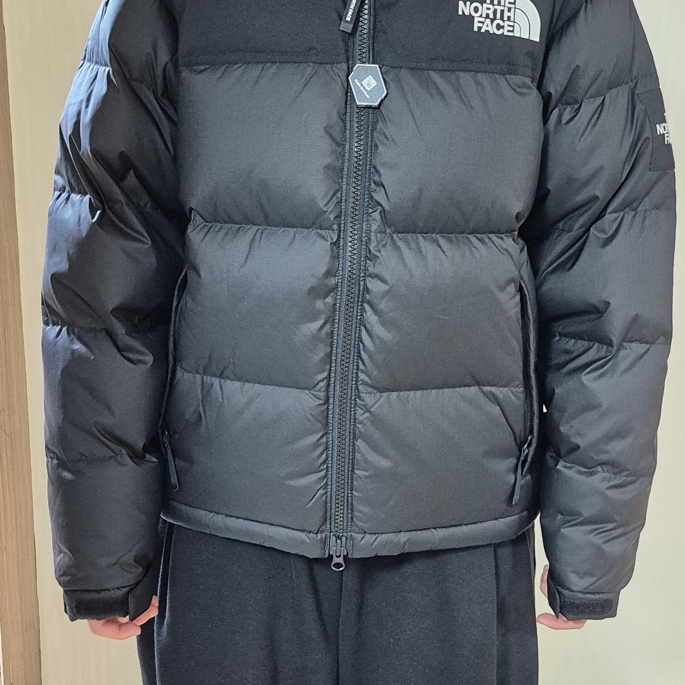 The North Face White Label Novelty Nuptse RDS Down Jacket Real Black 착용 스타일 - 2