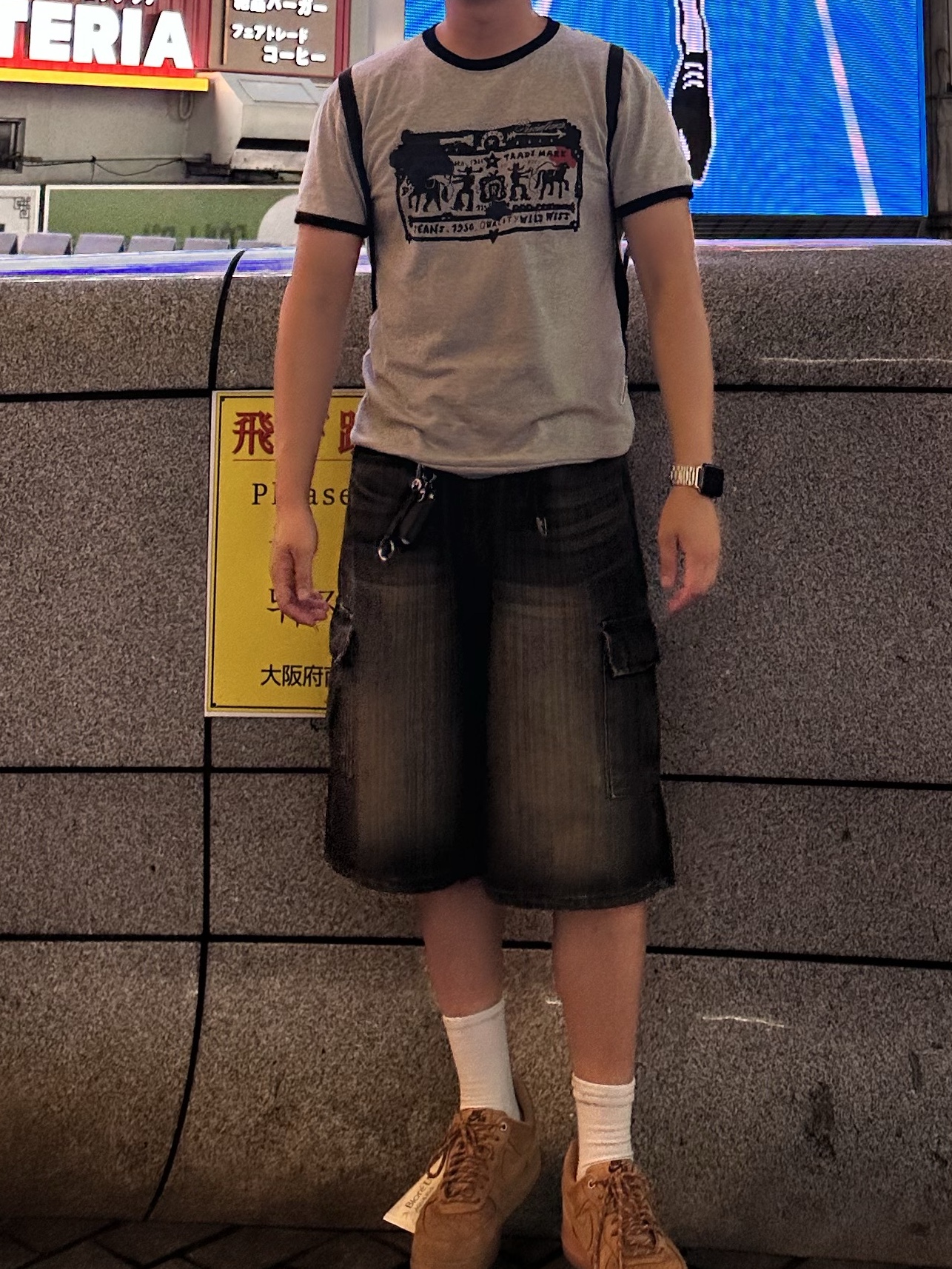 Thevinylhouse Cowboy Pictogram Ringer Tee Grey 착용 스타일
