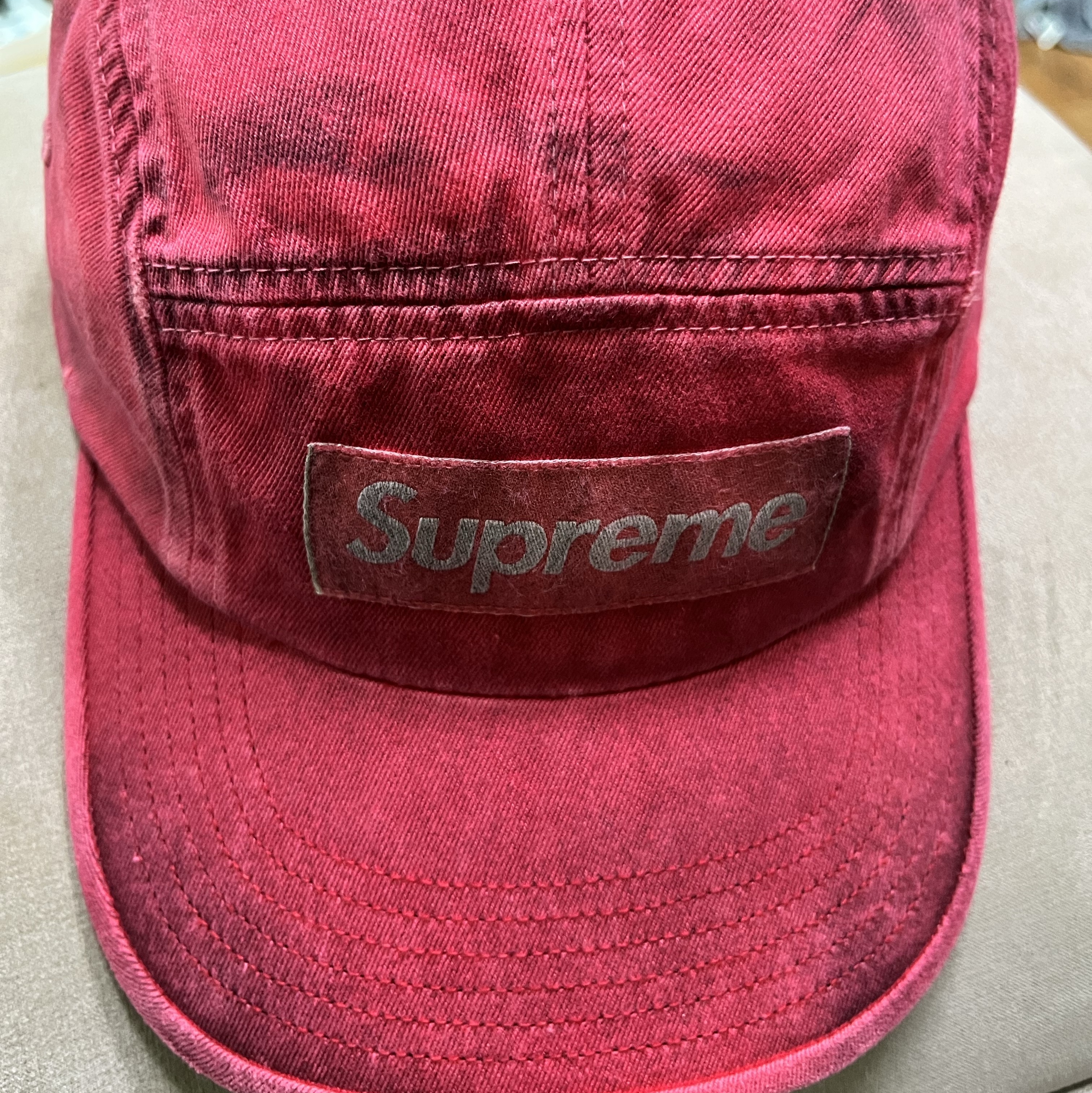 Supreme Overdyed Camp Cap Red - 25FW 착용 스타일