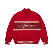 Supreme Script Stripe Half Zip Sweater Red - 25FW