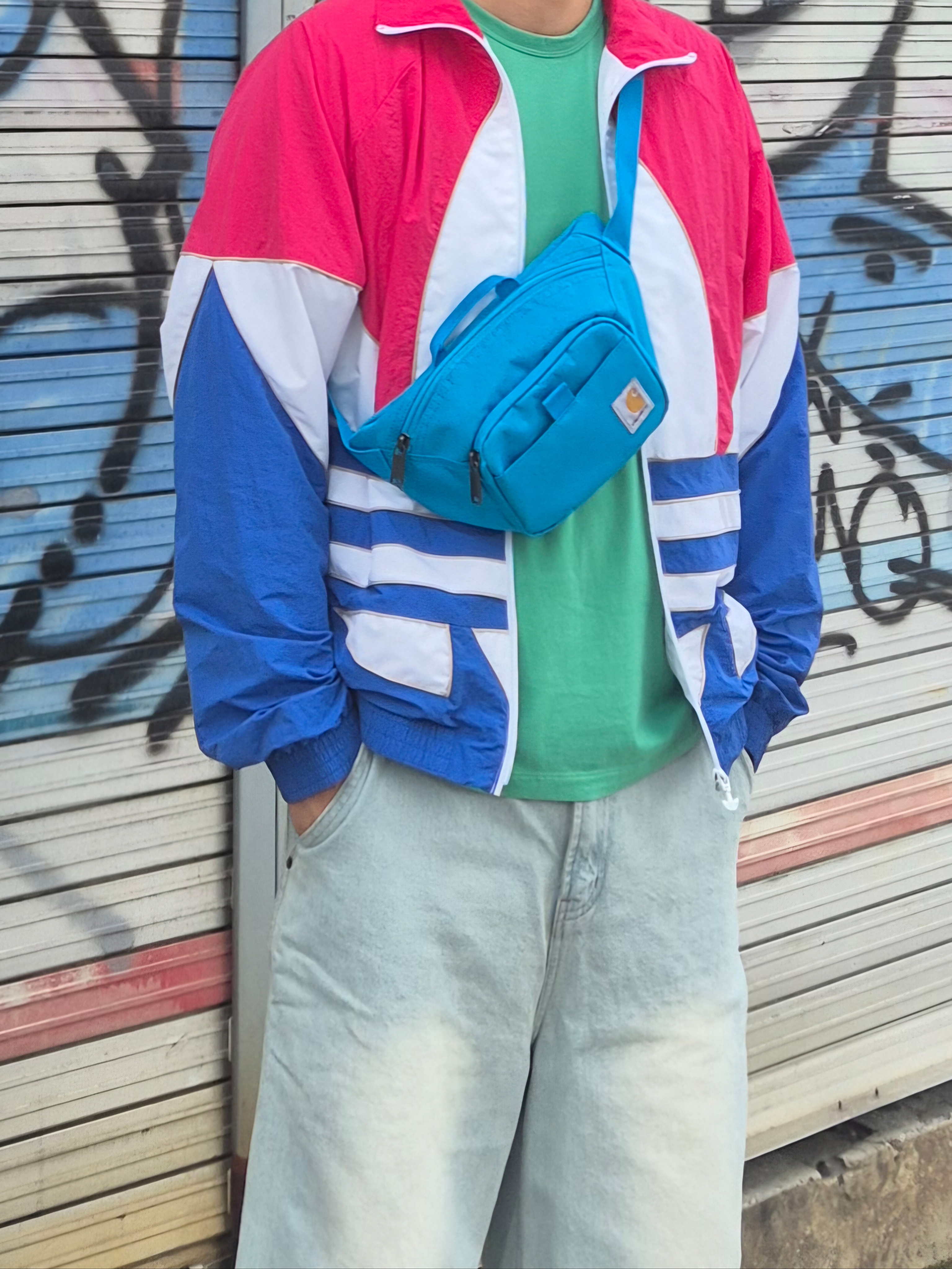Adidas x BAPE Superstar Vintage Blue Cloud White, Supreme Denim Camp Cap Stripe - 24SS 착용 스타일 - 3