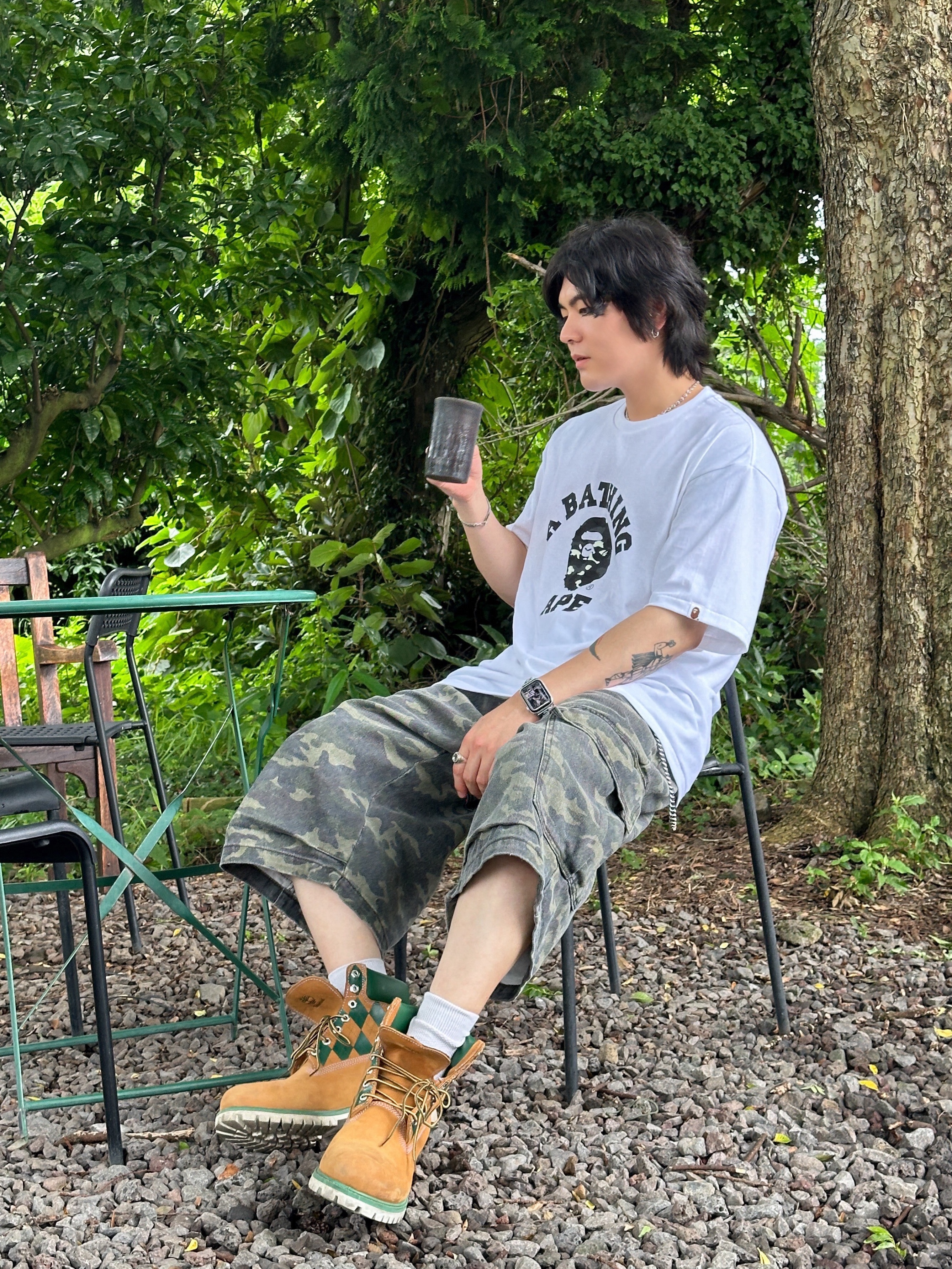 Kasina x Timberland 6 In Premium Vibram Gtx Wheat - Wide, BAPE City Camo College T-Shirt White Black 착용 스타일 - 1