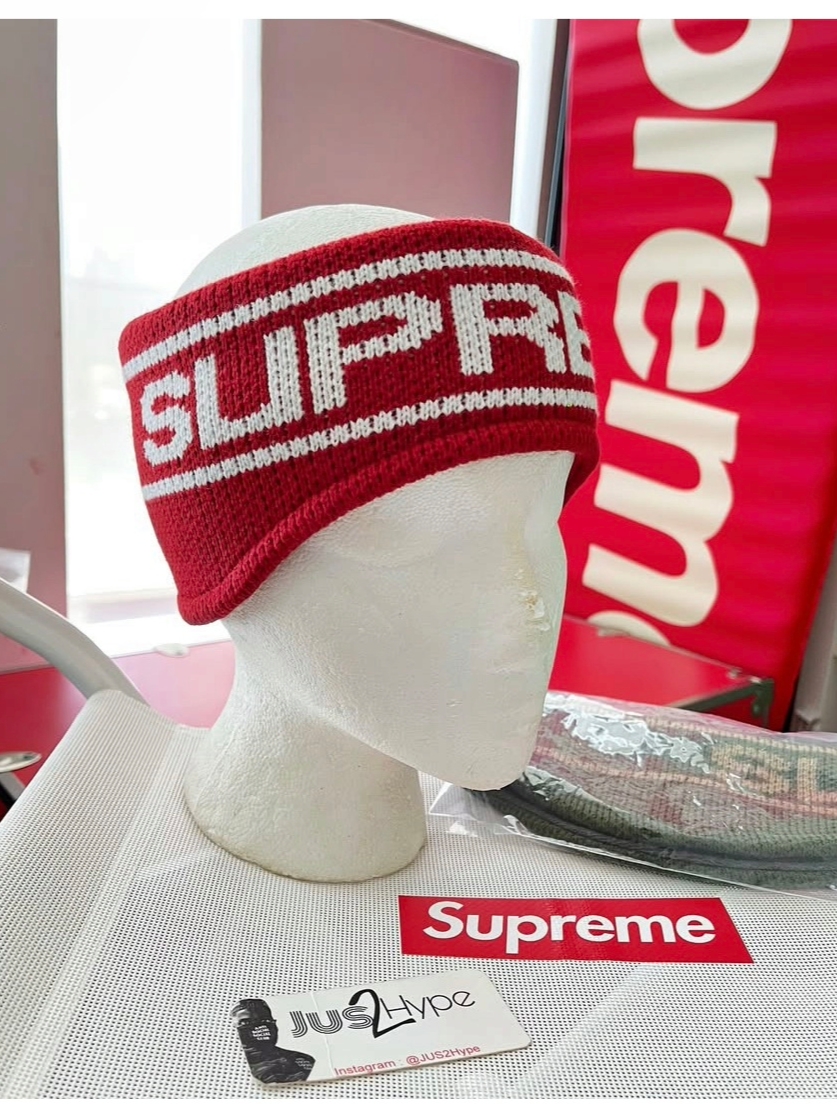 Supreme Contrast Logo Headband Red - 25FW 착용 스타일