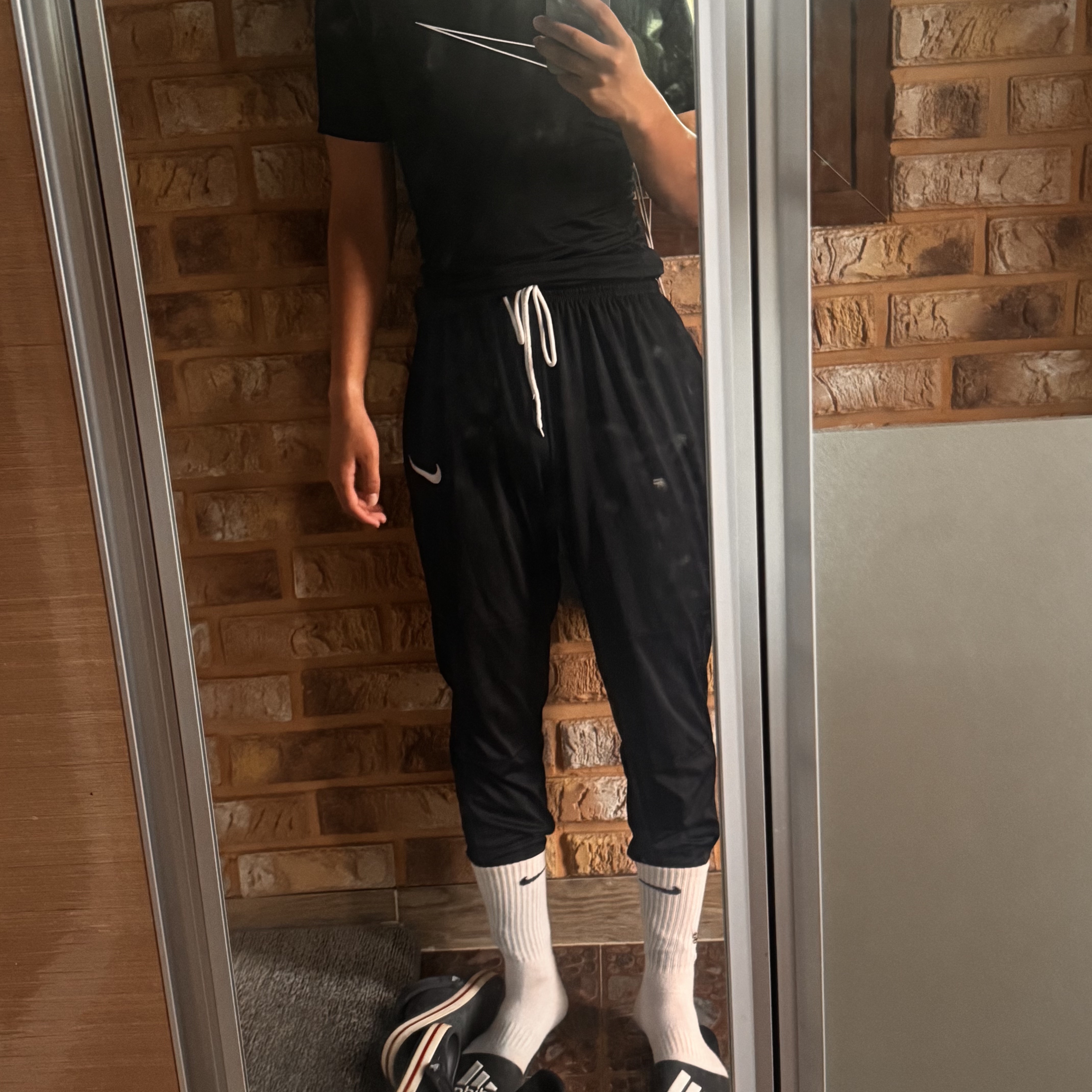 Nike Dri-Fit Park 20 Knit Pant Black White - US/EU, Nike Pro Dri-Fit Tight-Fit Short Sleeve Top Black - Asia 착용 스타일
