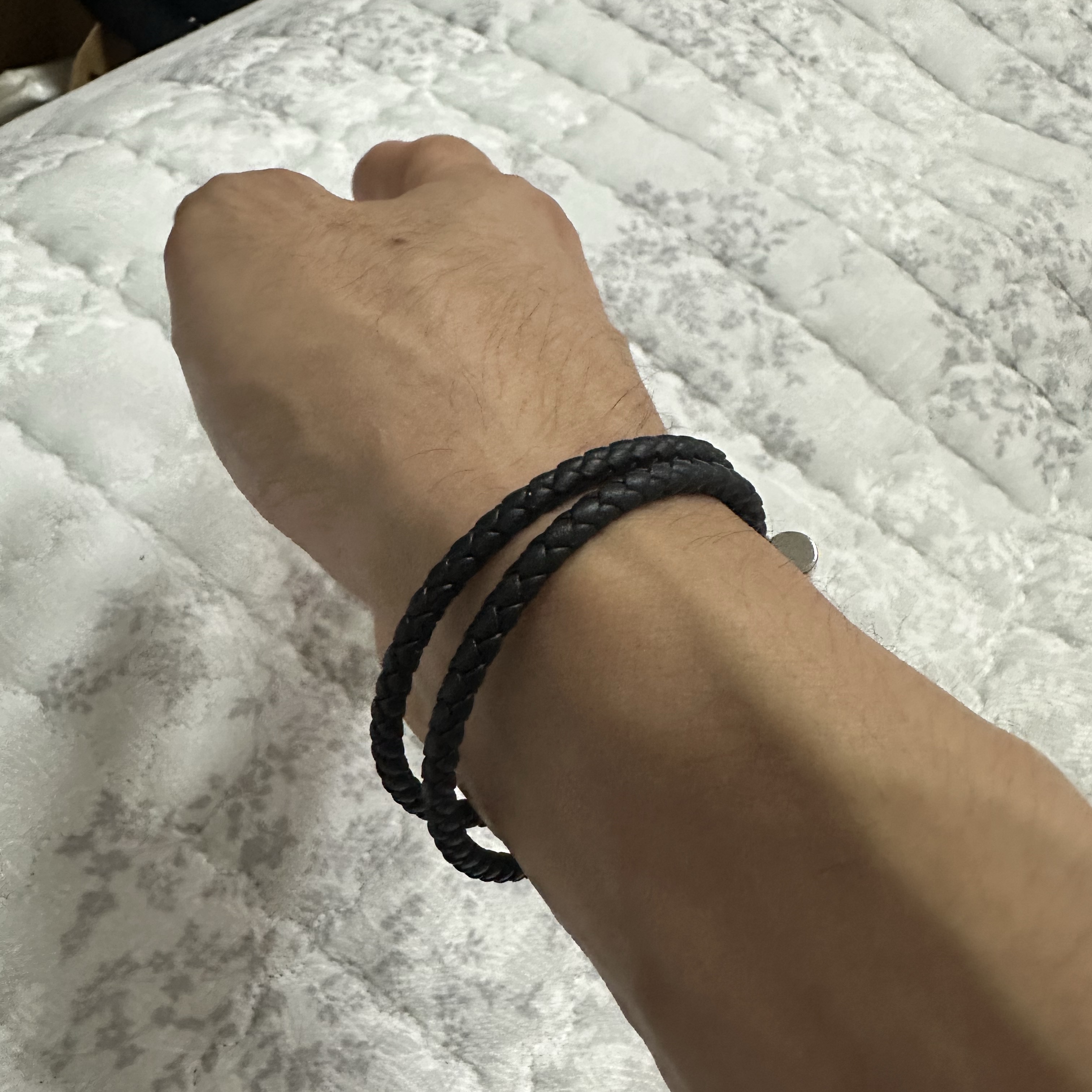 Hermes Tournis Tresse Bracelet Swift Calfskin Palladium & Noir 착용 스타일 - 2