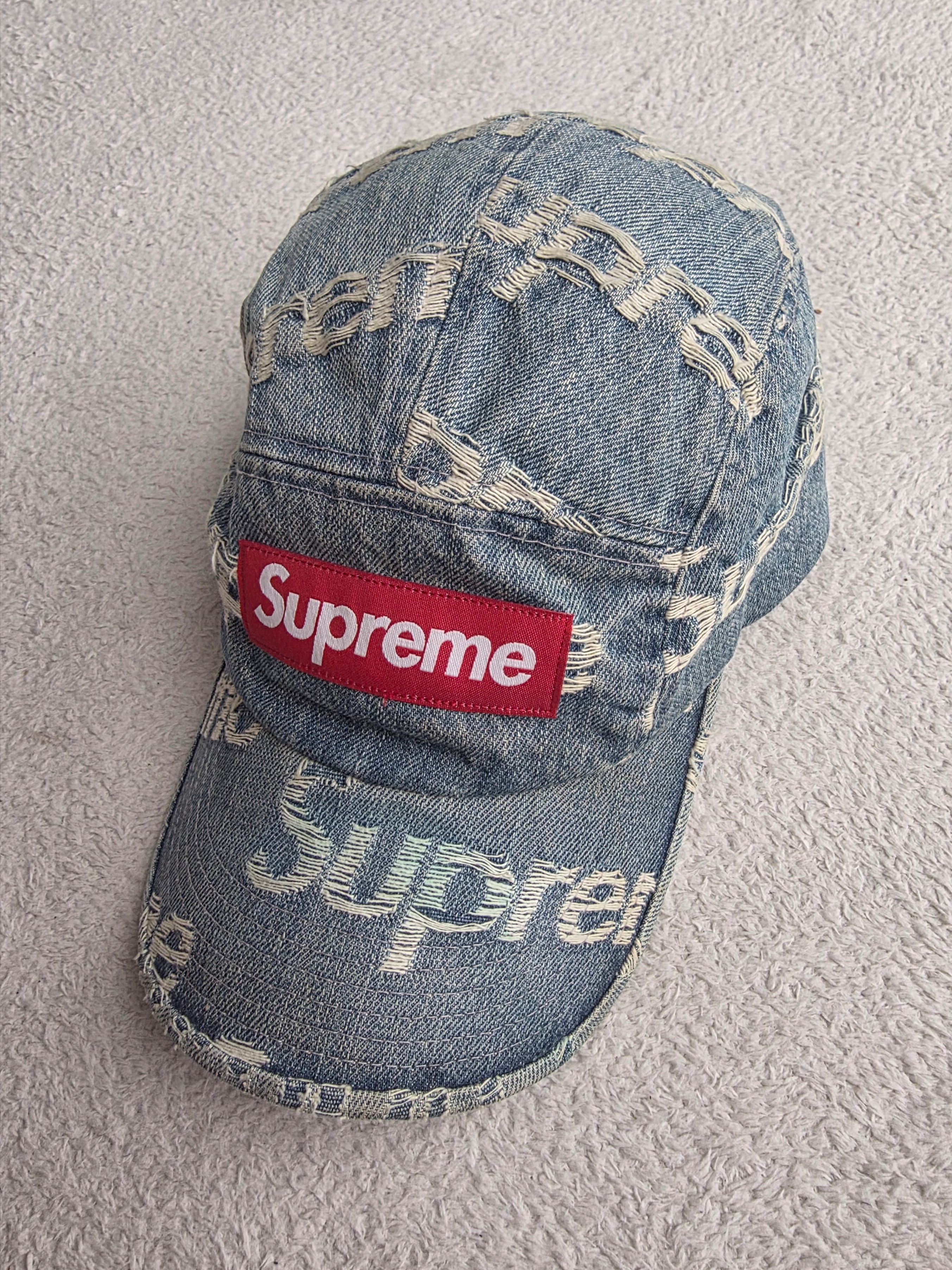 ☆21ssSupreme Frayed Logos Denim Camp Cap Buy Supreme Frayed Logos
