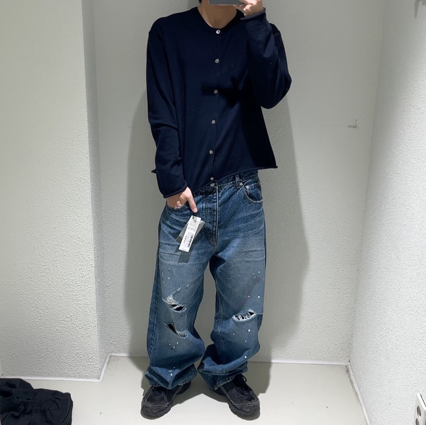 [더블적립]farfromwhat far vtg washed jean_blue 착용 스타일