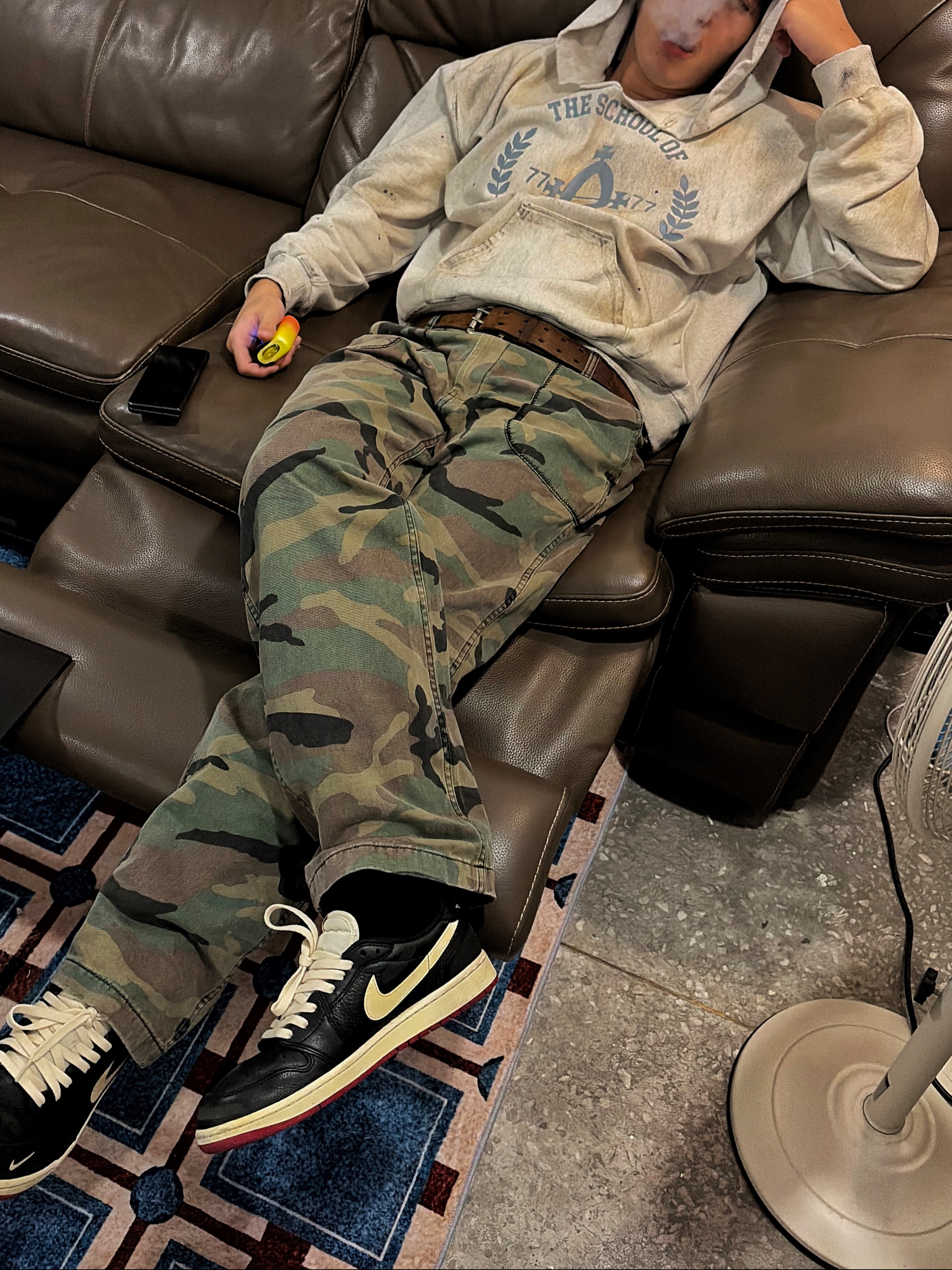 Jordan 1 x Nigel Sylvester Retro Low OG Better With Time, POSR Washed Fatigue Pants Camo 착용 스타일