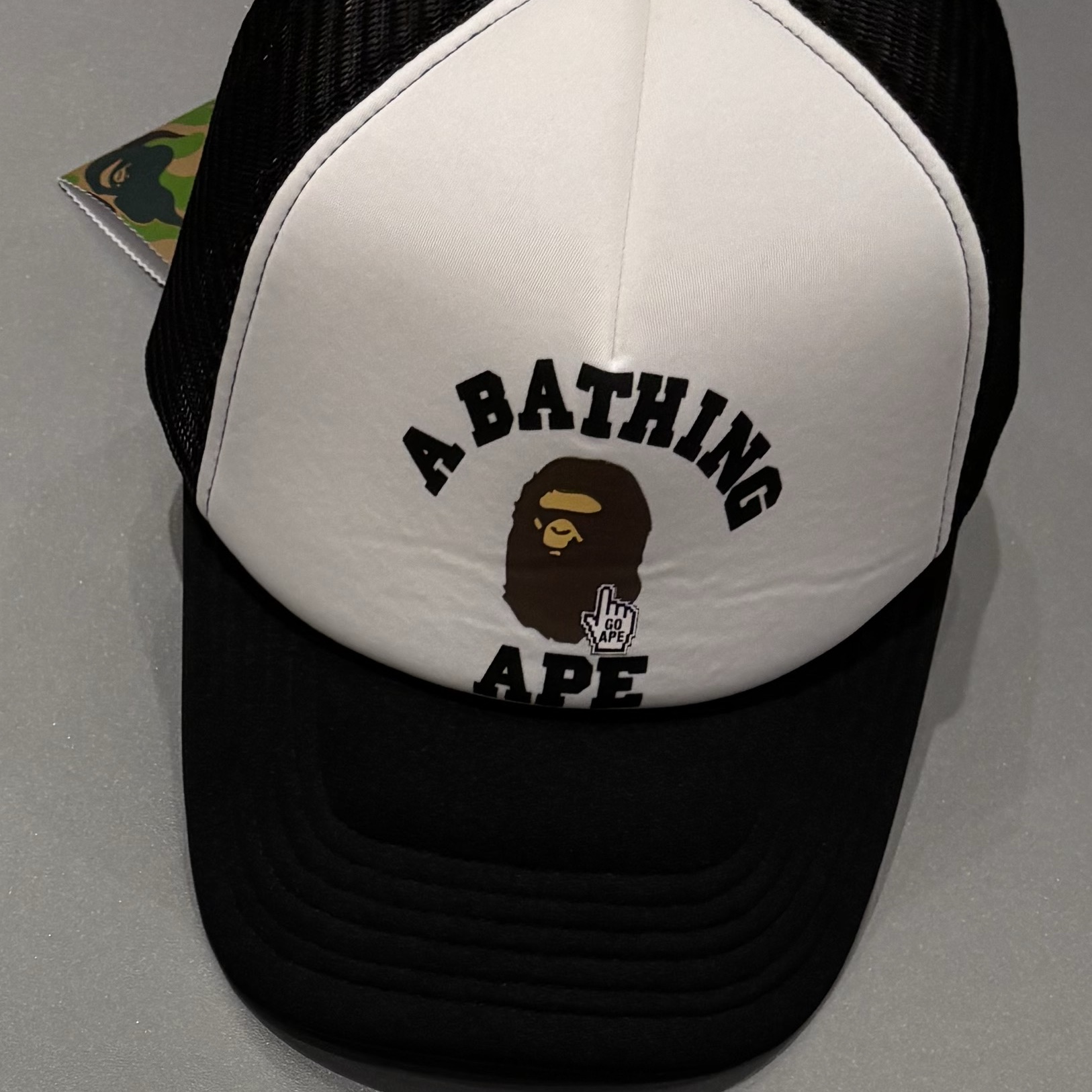 BAPE College Mesh Cap Black 착용 스타일