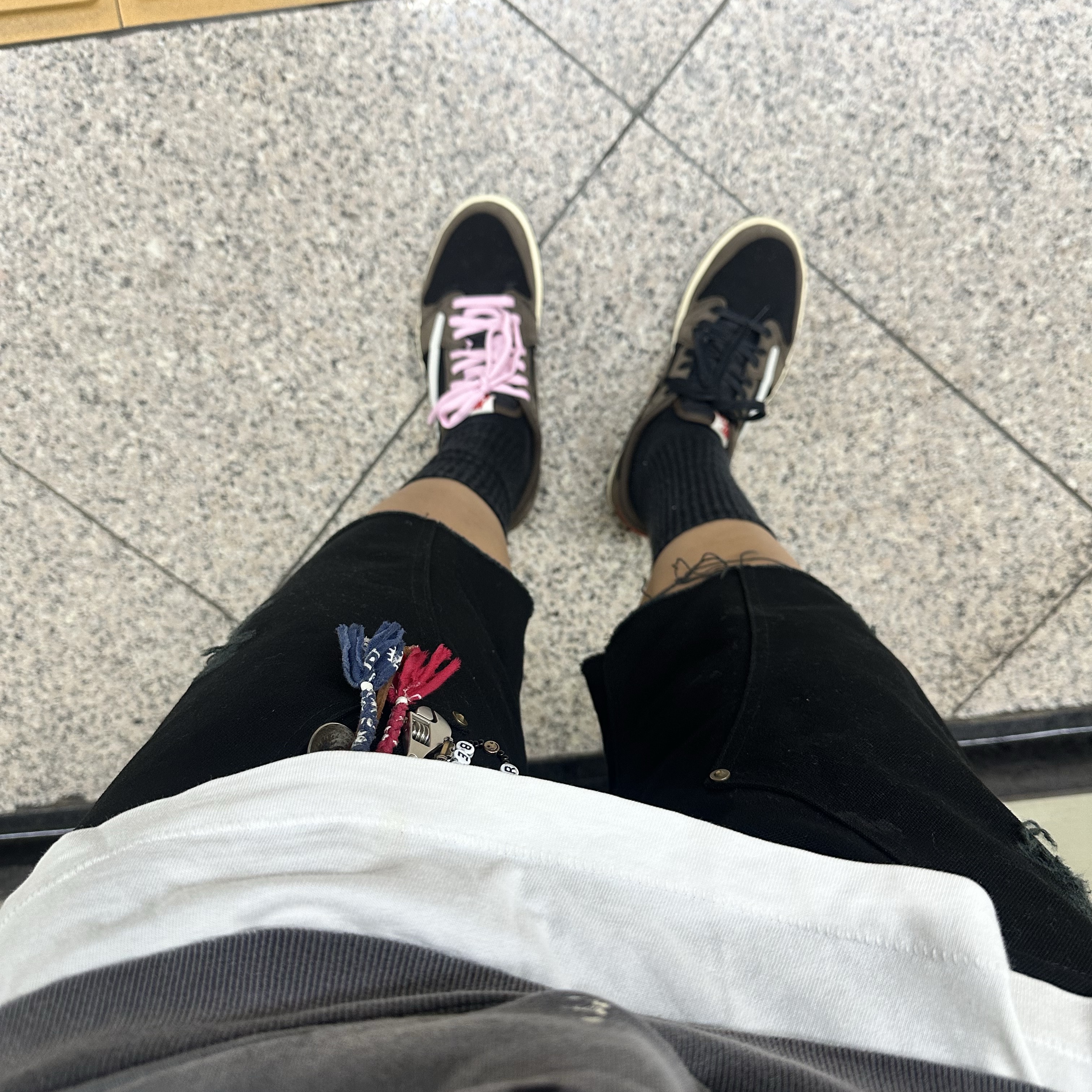 Gallery Dept. 90'S Recycle Hoodie Washed Black, Kamiya Boro Painter Pants Black 착용 스타일 - 2
