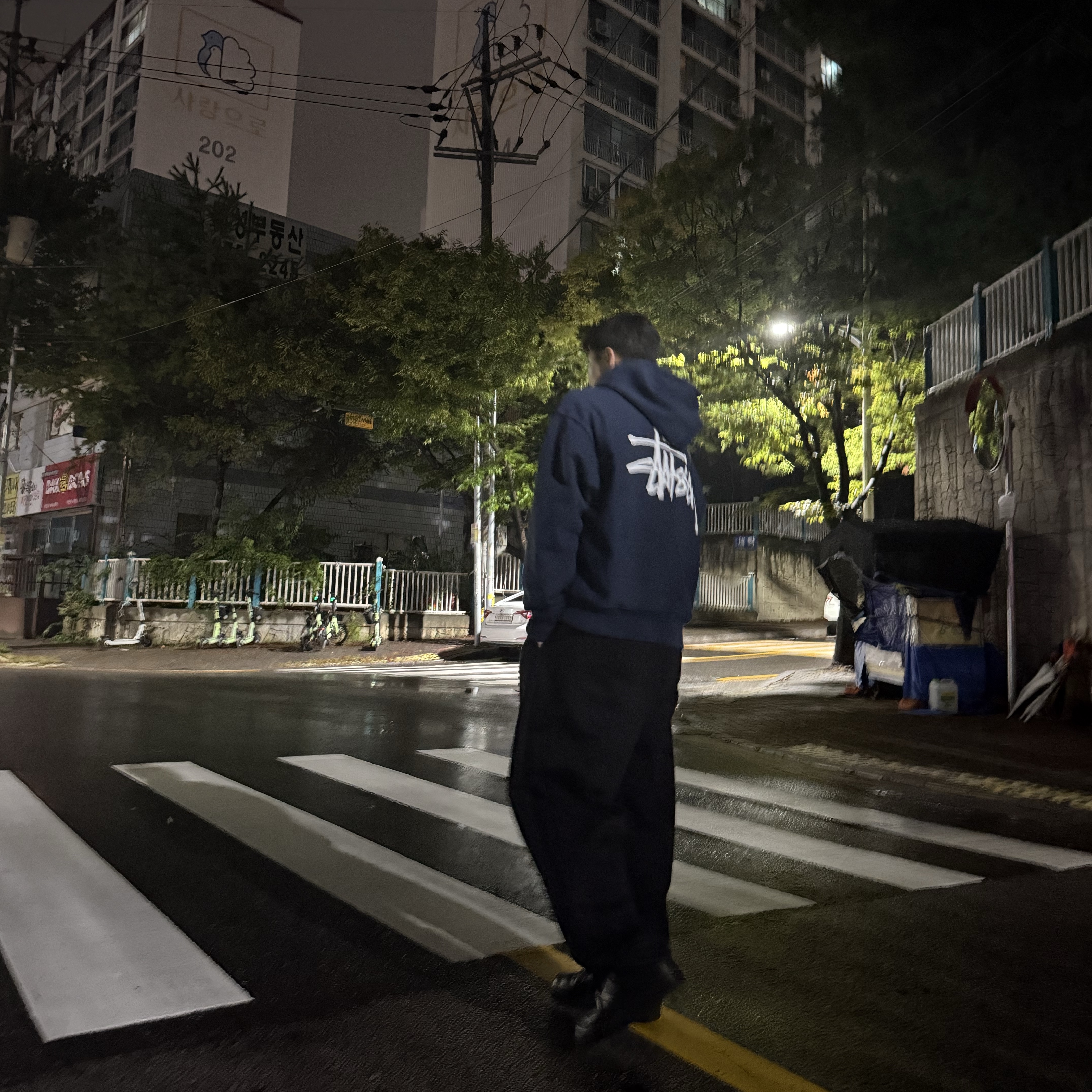 Stussy Basic Stussy Zip Hoodie Navy 2024, 2025 착용 스타일 - 3