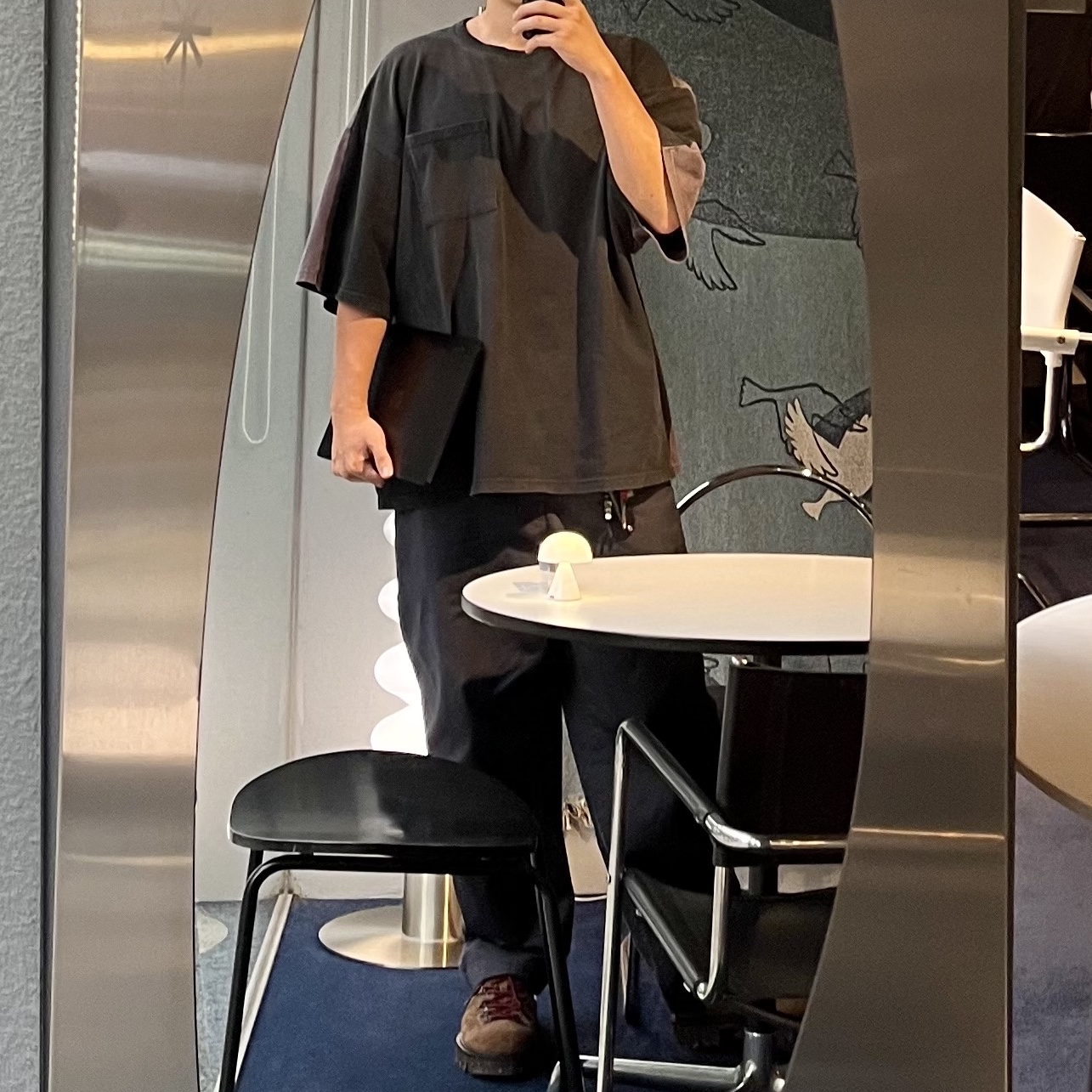 Kapital 2 Tone Big Pocket Bone T-Shirt Black Purple 착용 스타일