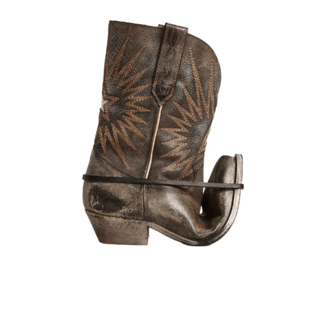 (W) 골든구스 로우 위시 레더 실버 스타 부츠 블랙((W) Golden Goose Low Wish Leather Silver Star Boots Black) - 1