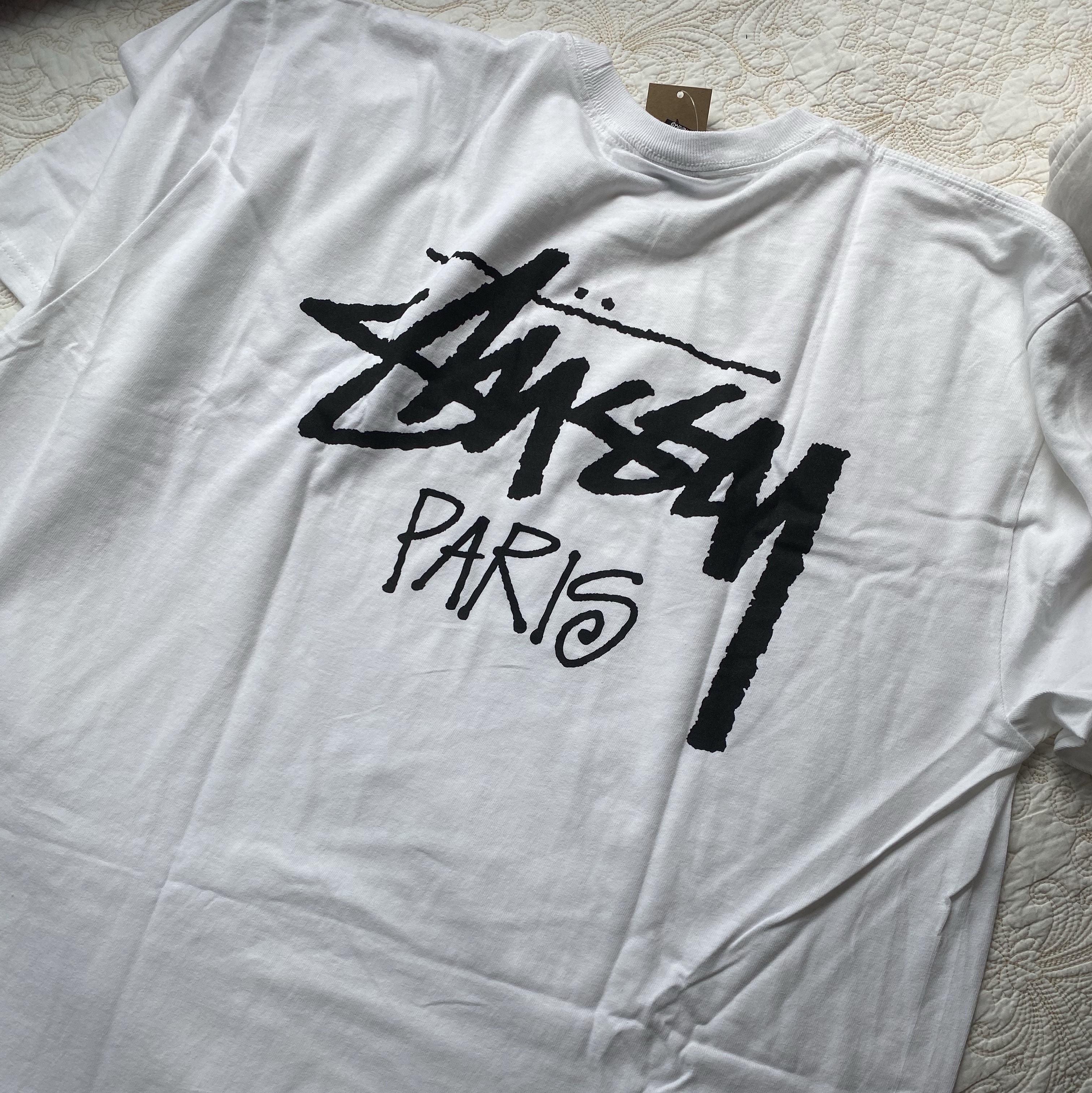 Stussy Stock Paris T-Shirt White 착용 스타일
