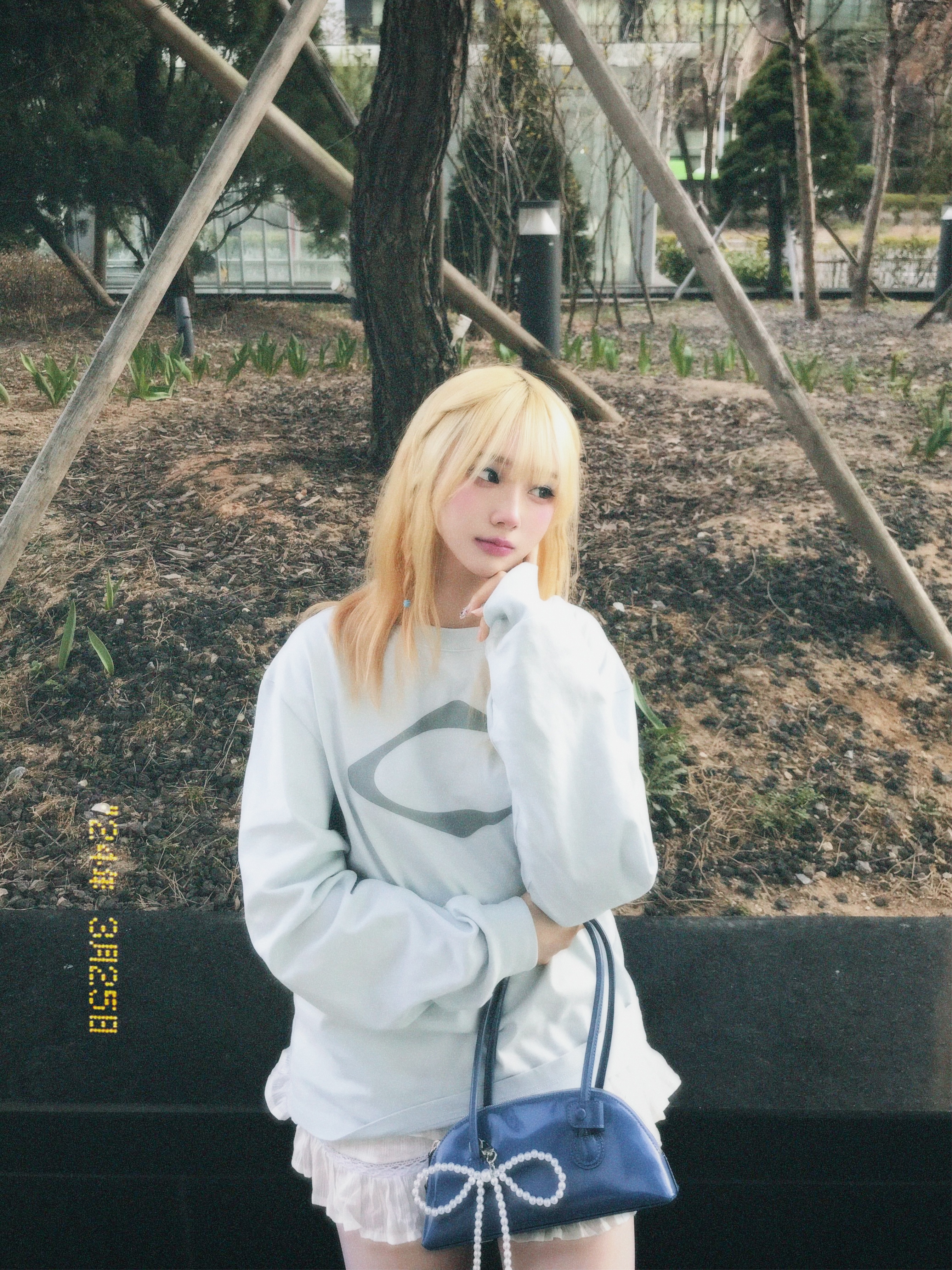 Mischief Rhombus Long Sleeve Sky Blue, Asics Gel-1130 White Pure Silver 착용 스타일 - 3
