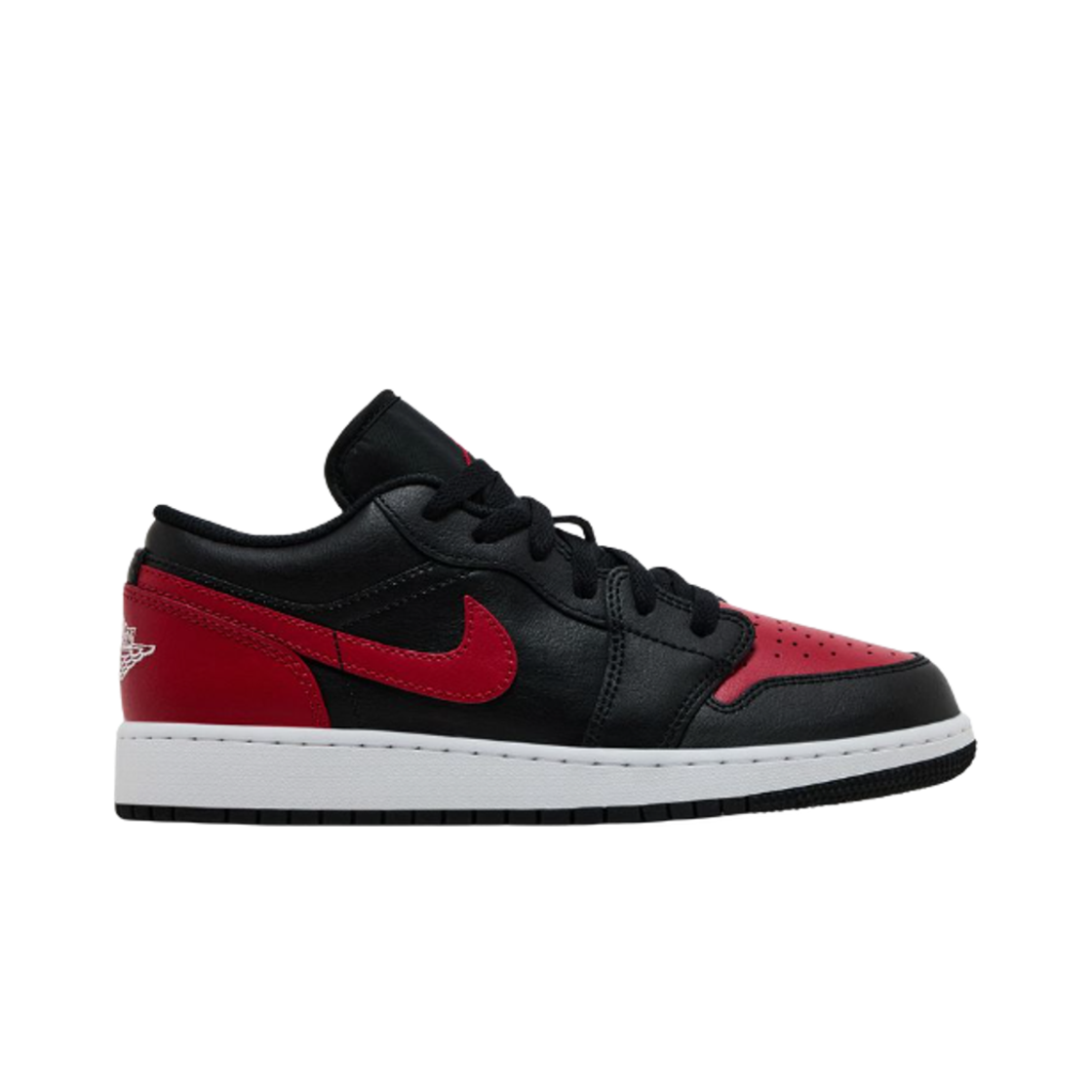 553560-067 (GS) Jordan 1 Low Black Varsity Red