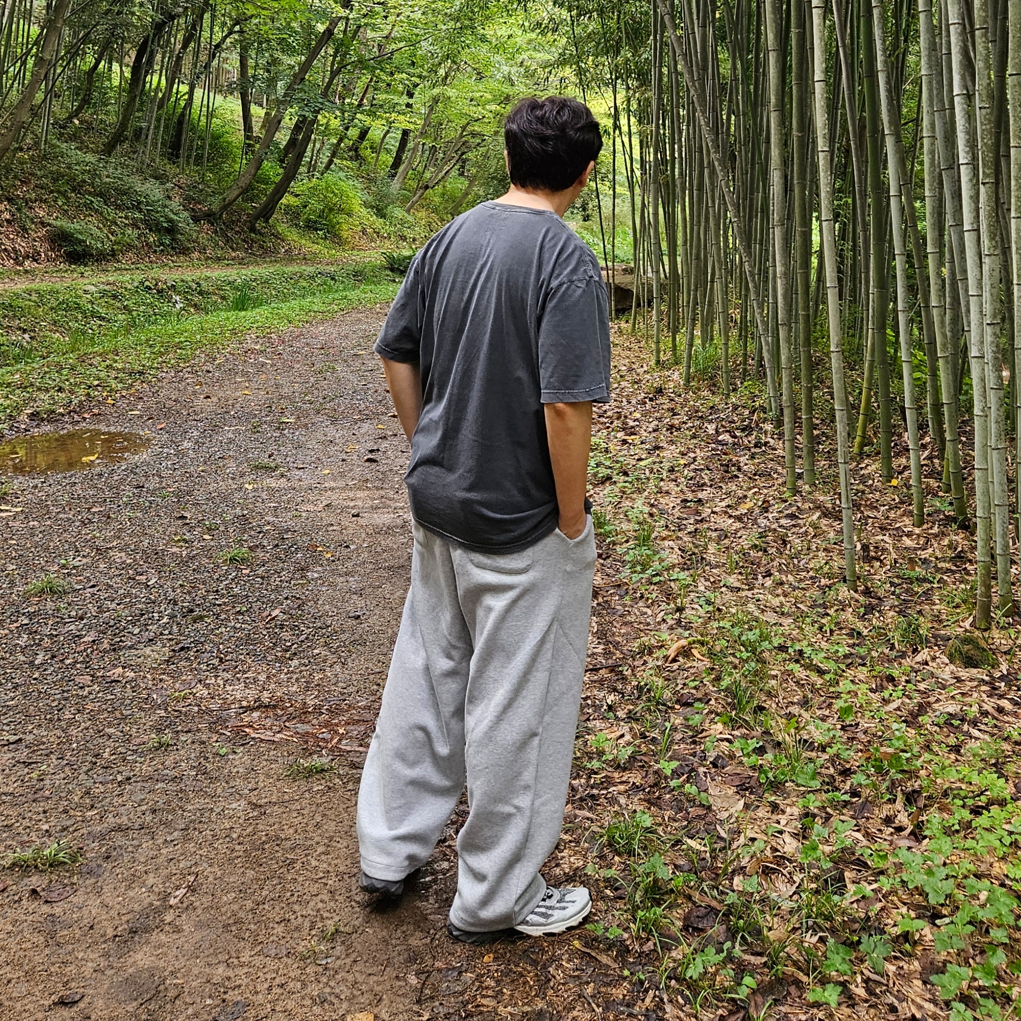 Salomon Speedverse PRG Silver Frost Grey Lunar Rock, Juun.J Nylon Classic Loose Dyed Shirt Grey - 23FW 착용 스타일 - 5