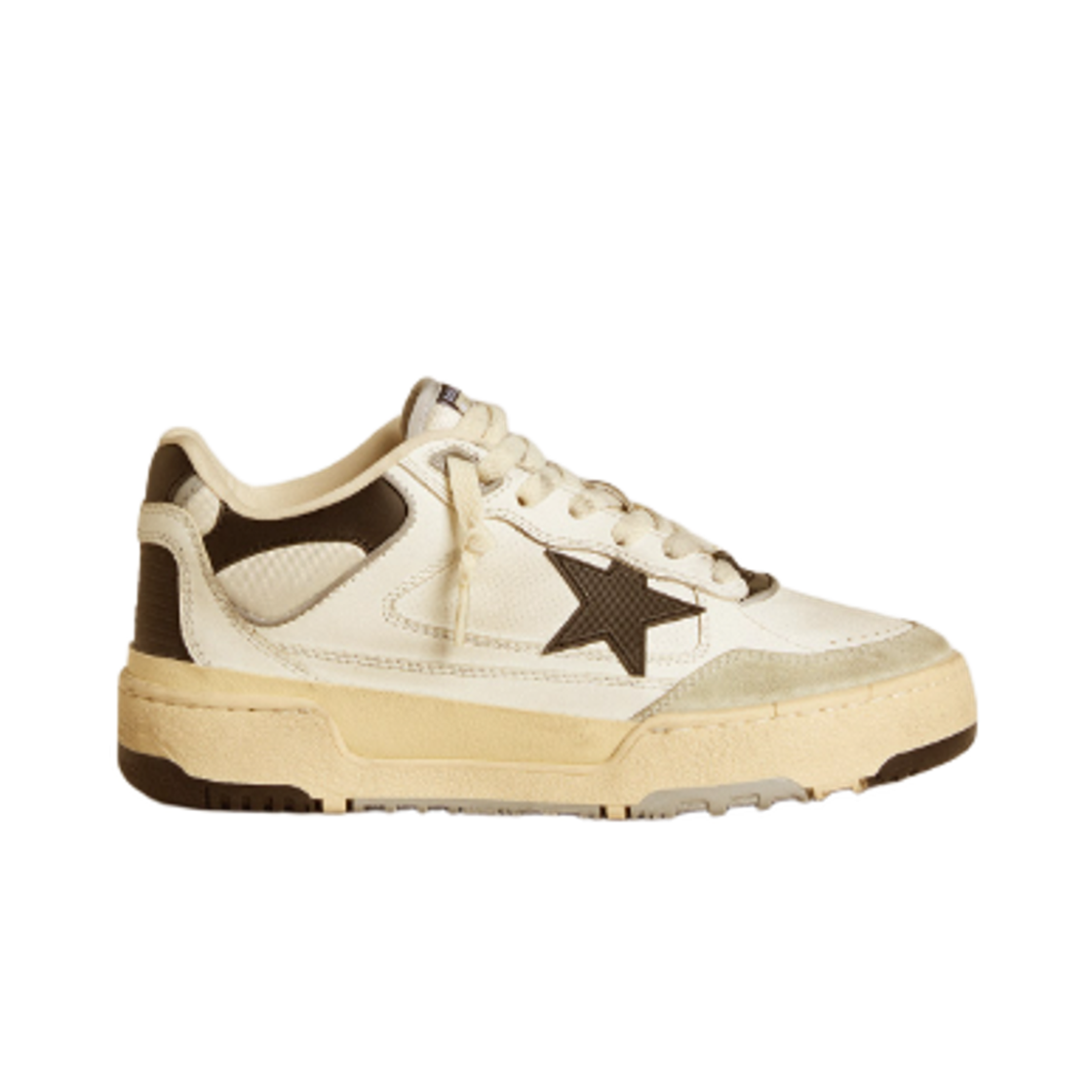 GWF00630-F005745-11395 (W) Golden Goose Forty2 Black Star Leather Heel Tab Sneakers White