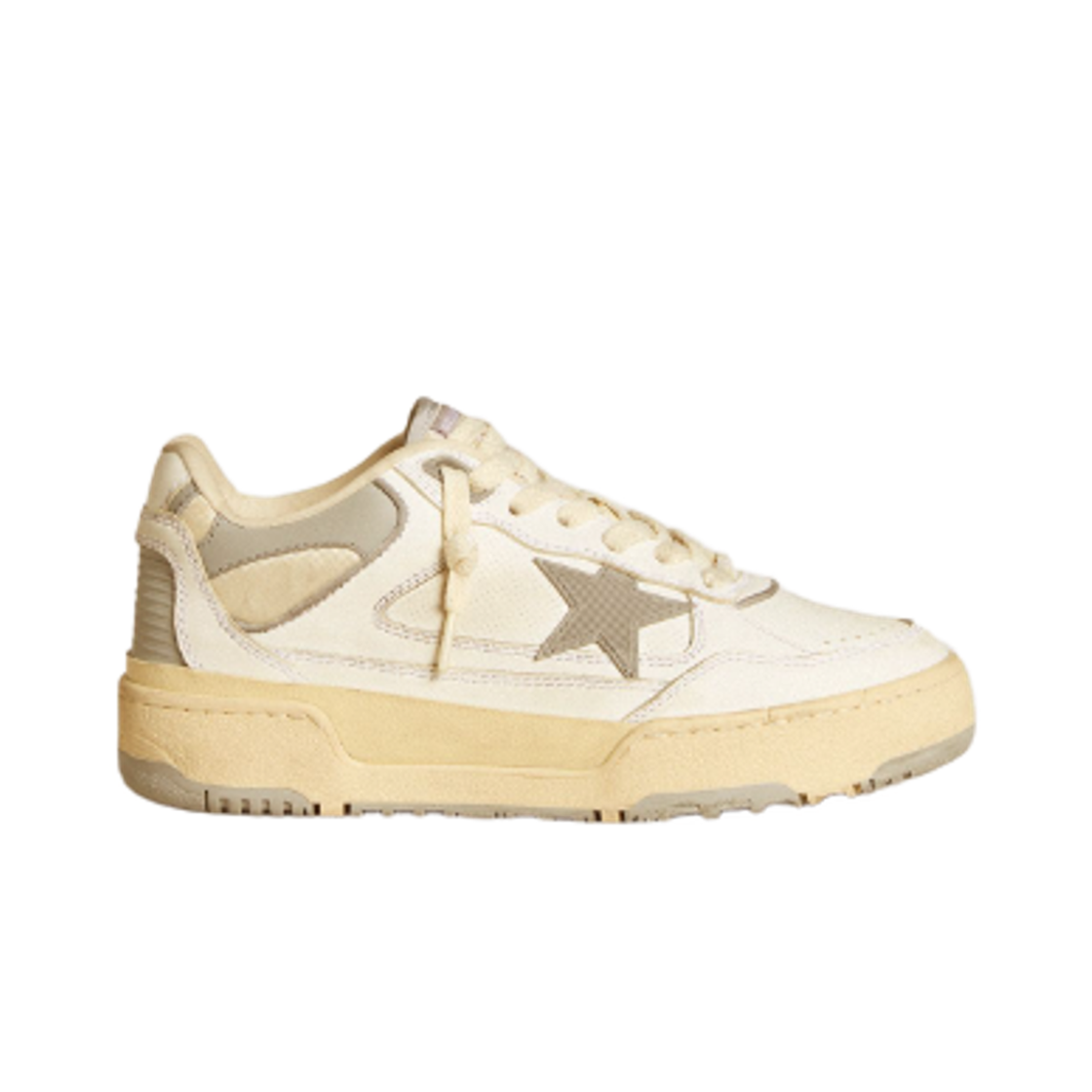 GWF00630-F006886-10973 (W) Golden Goose Forty2 Grey Star Leather Heel Tab Sneakers White