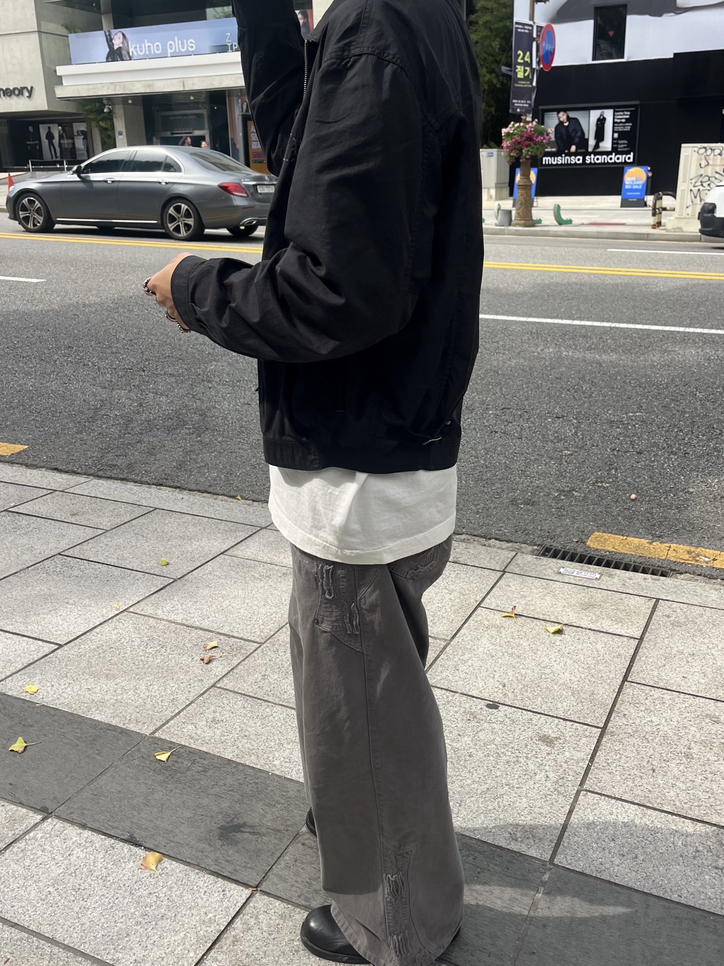 Polyteru 1011 Western Boro Pants Khaki Gray 착용 스타일